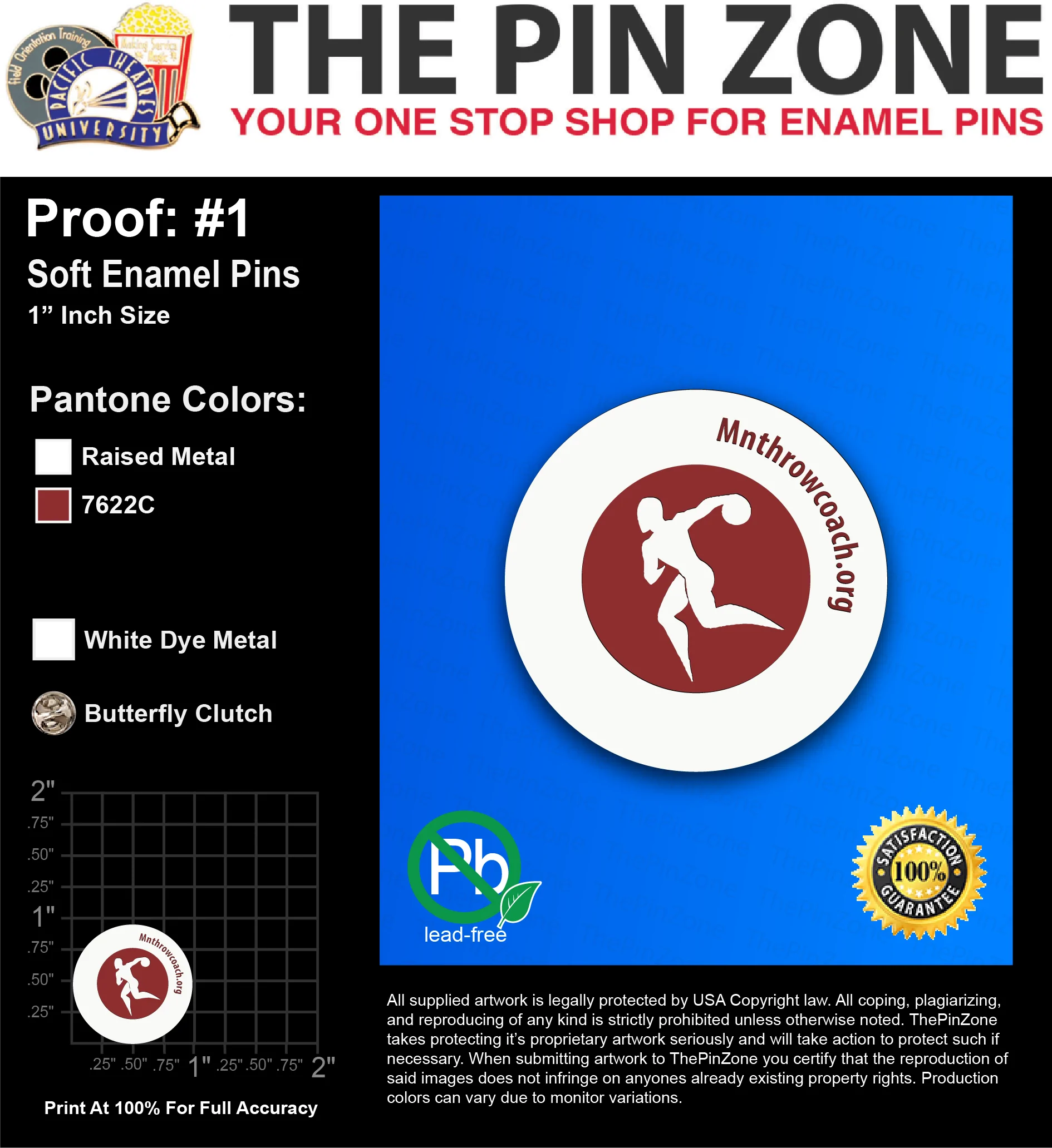50 “MN THROW” LAPEL PINS: PROOF #1