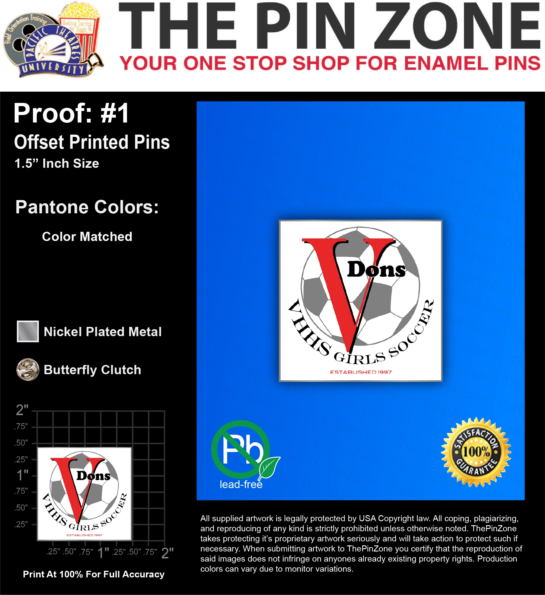25 “V DONS” LAPEL PINS: PROOF #1