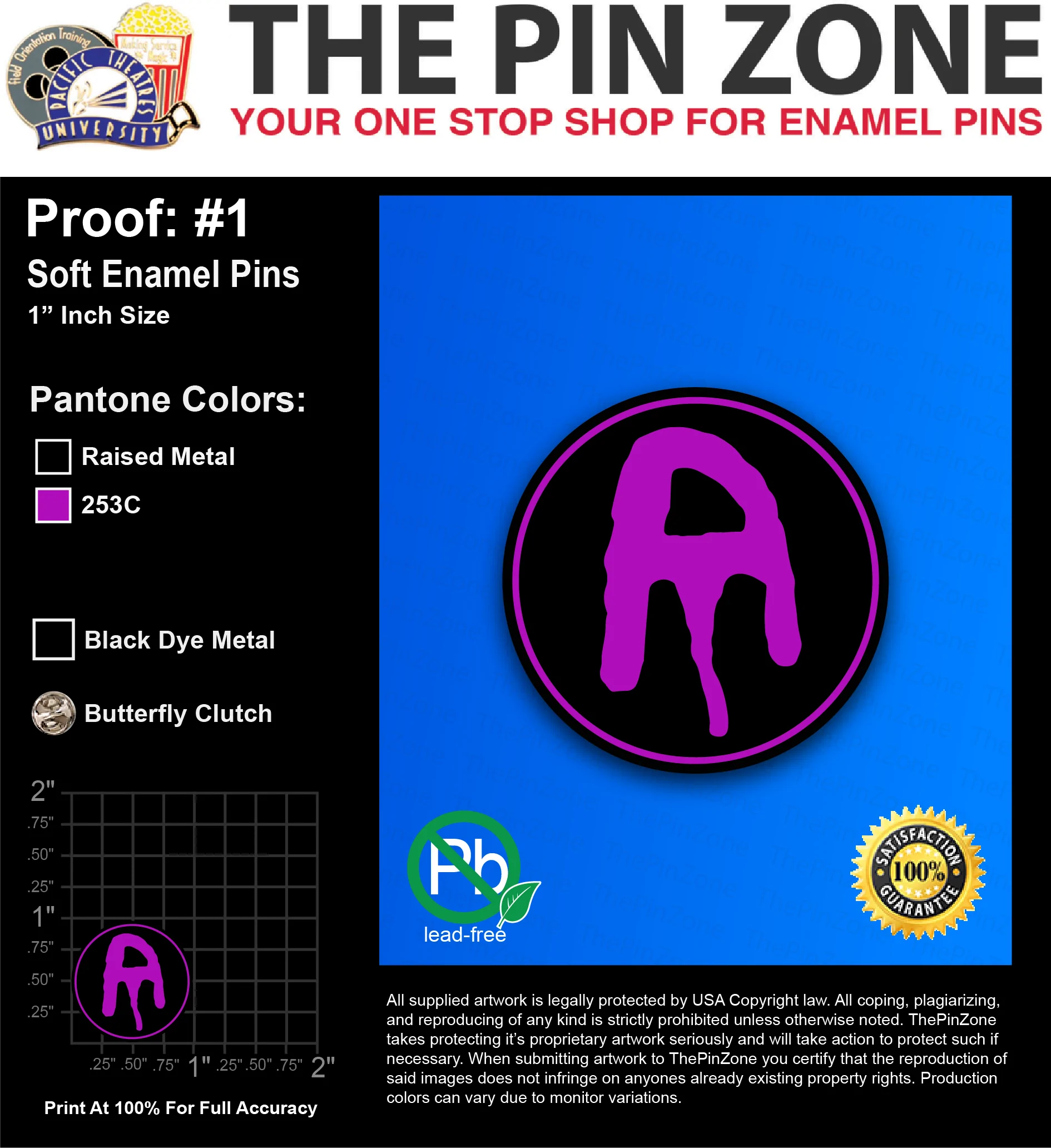 100 “PATT T” LAPEL PINS: PROOF #1