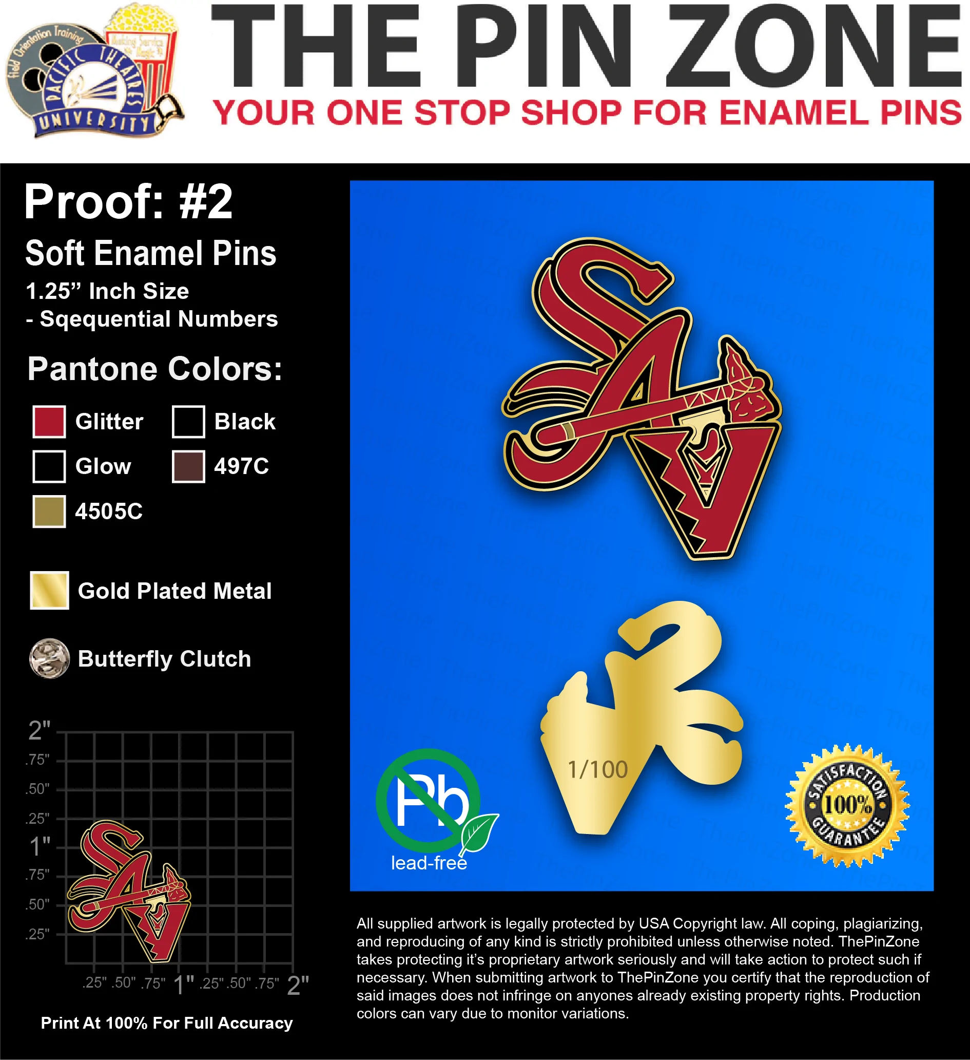 100 “SAV RED” LAPEL PINS: PROOF #2