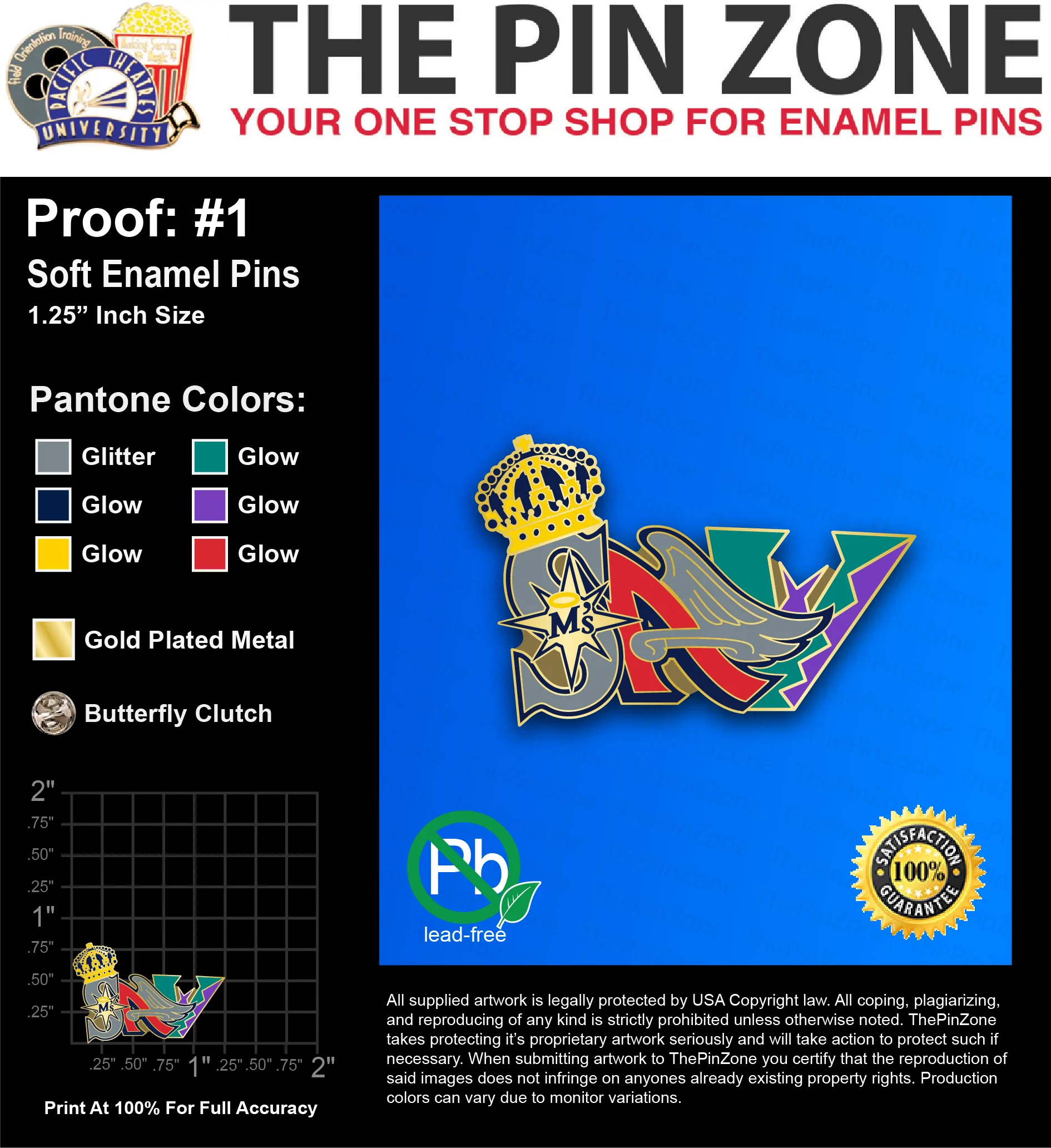 50 “SAV CROWN” LAPEL PINS: PROOF #1