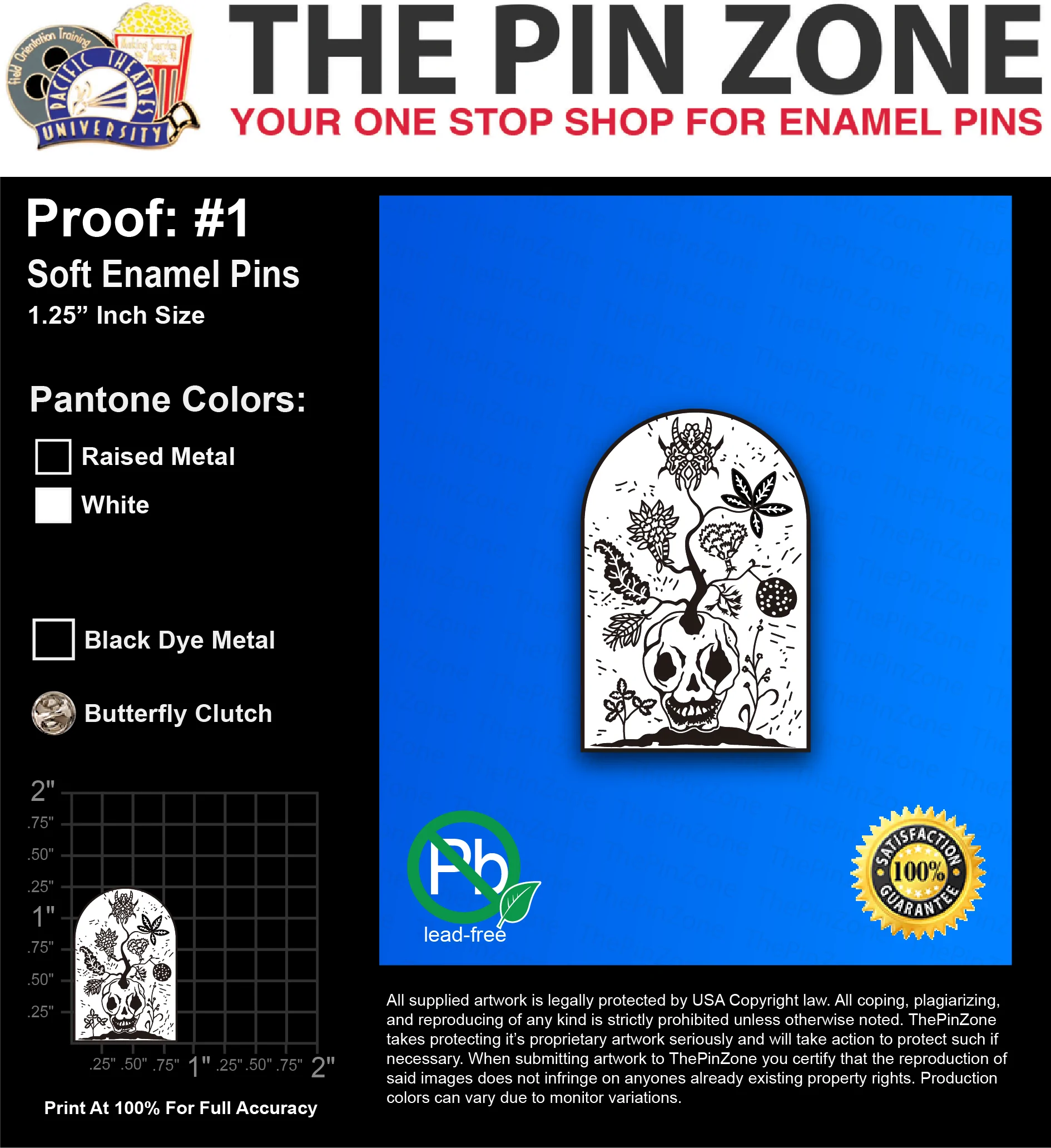 25 “TOMBSTONE” LAPEL PINS: PROOF #1