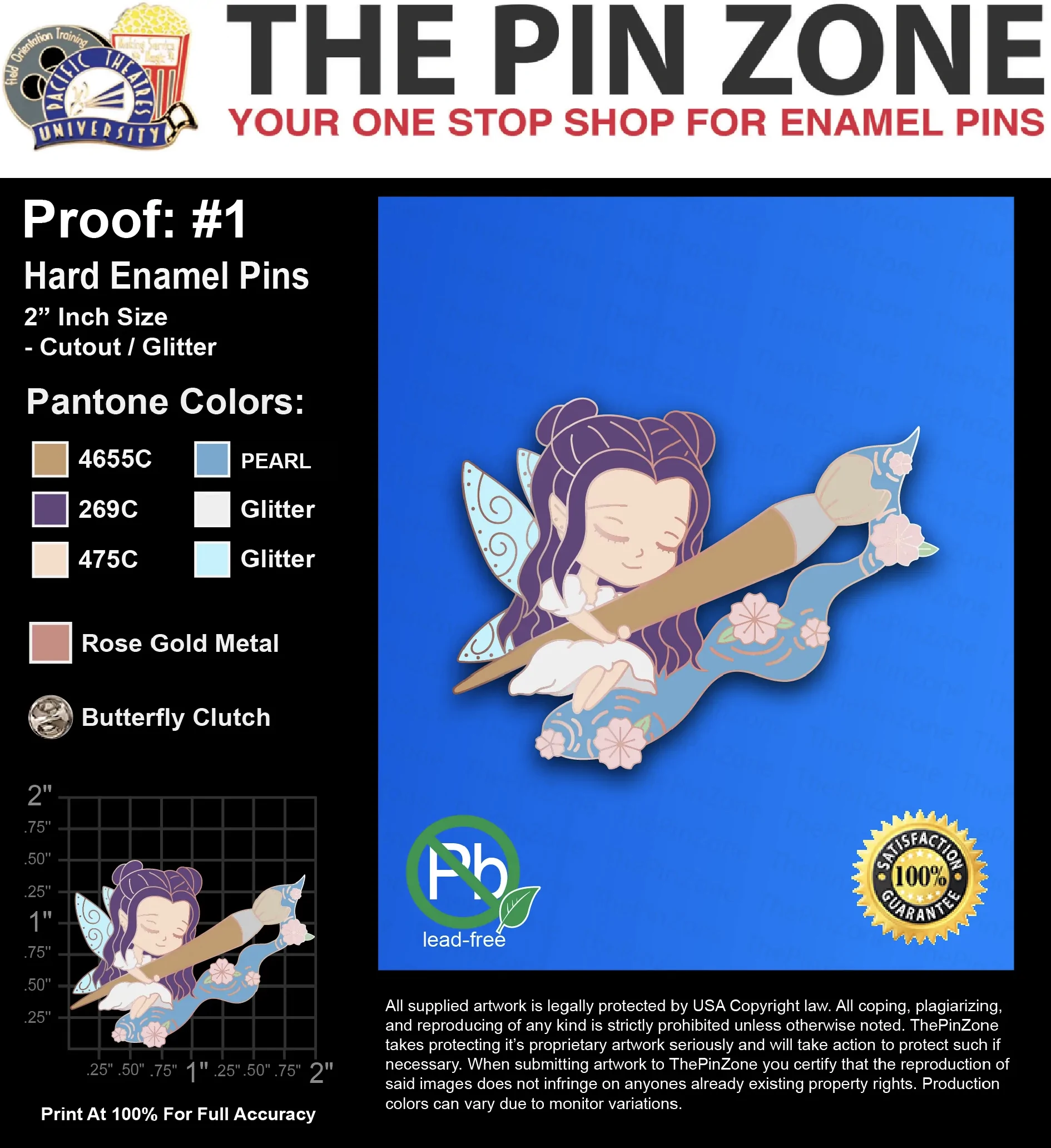 50 “EMILY S” LAPEL PINS: PROOF #1