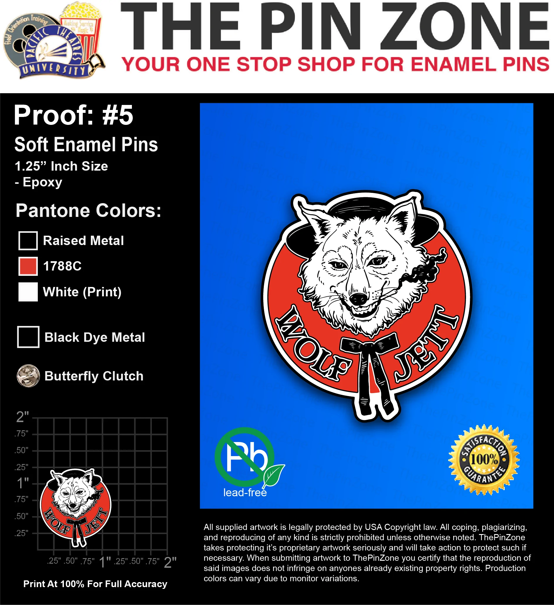 300 “WOLF JEFF” LAPEL PINS: PROOF #5