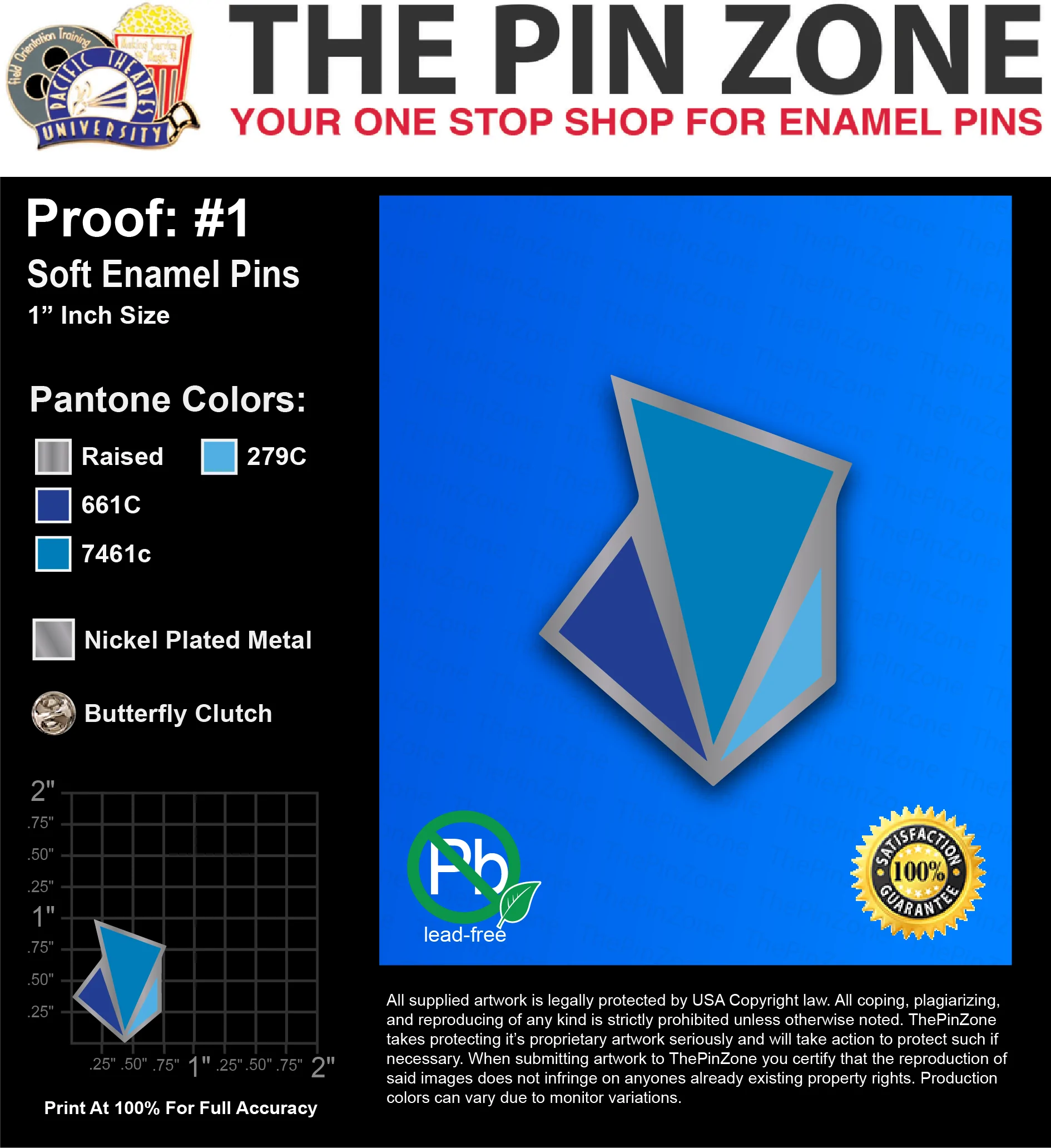 300 “ZANDRA H” LAPEL PINS: PROOF #1
