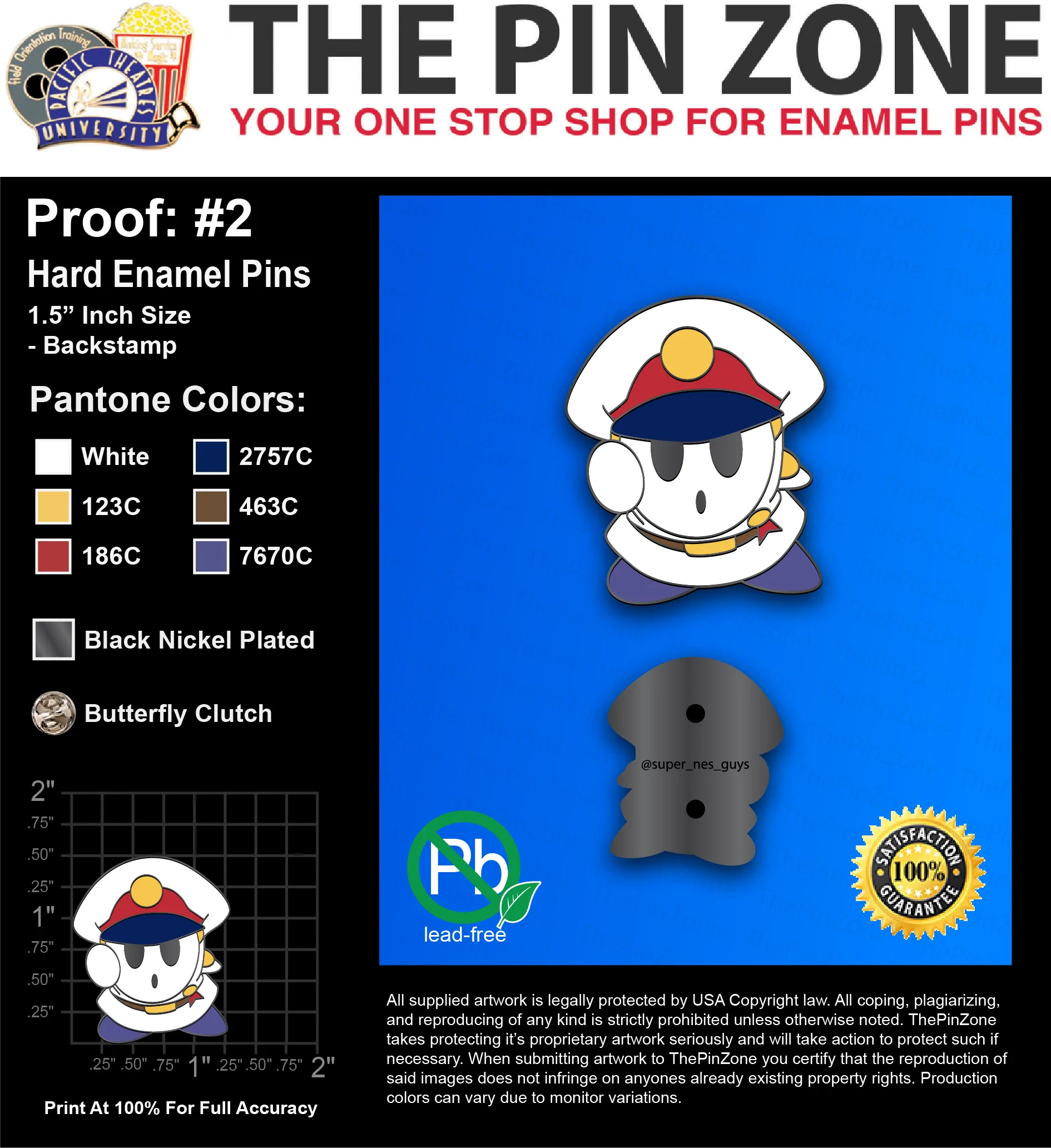 50 “GENE R” LAPEL PINS: PROOF #2