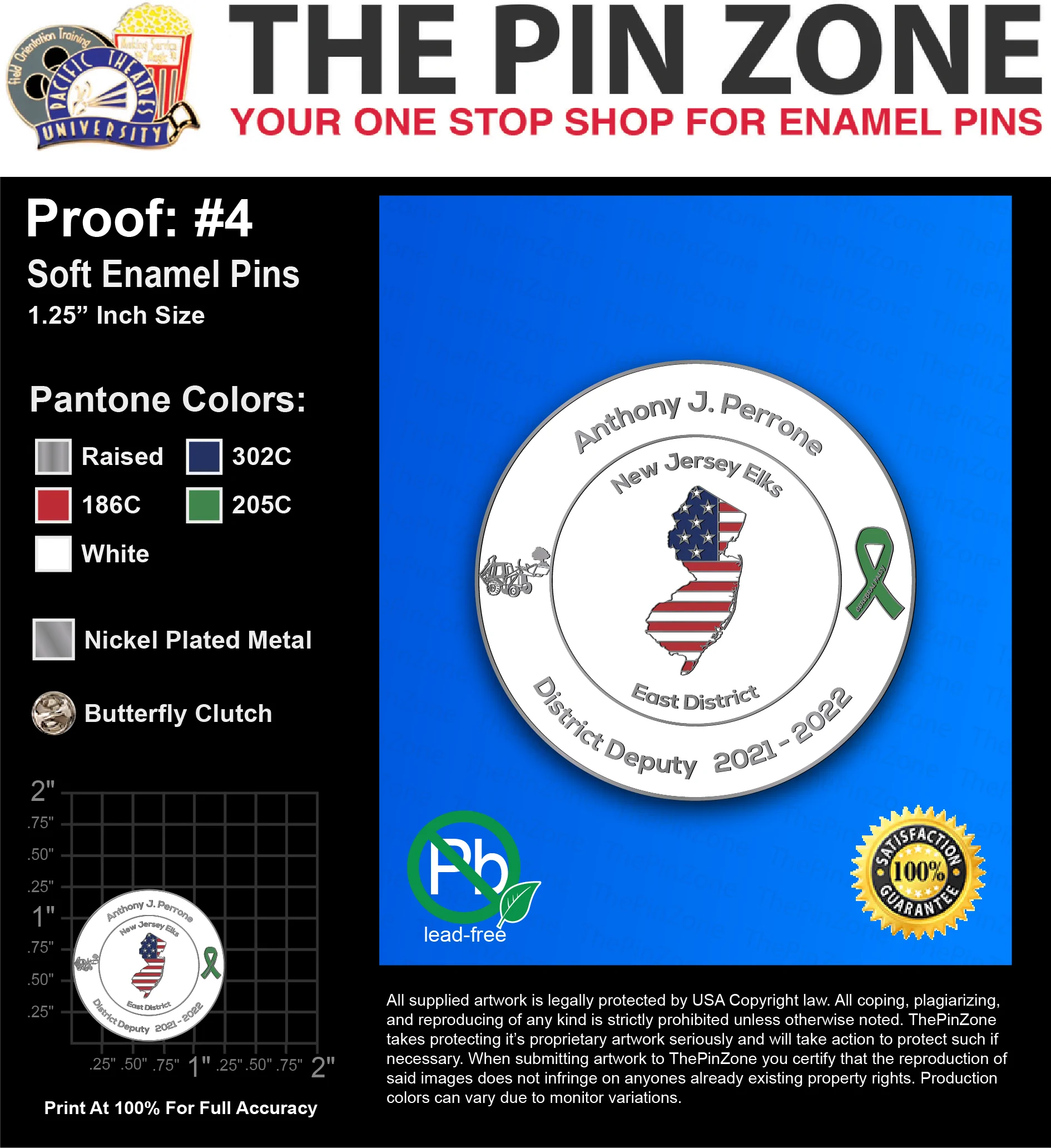 500 “ANTHONY P” LAPEL PINS: PROOF #4