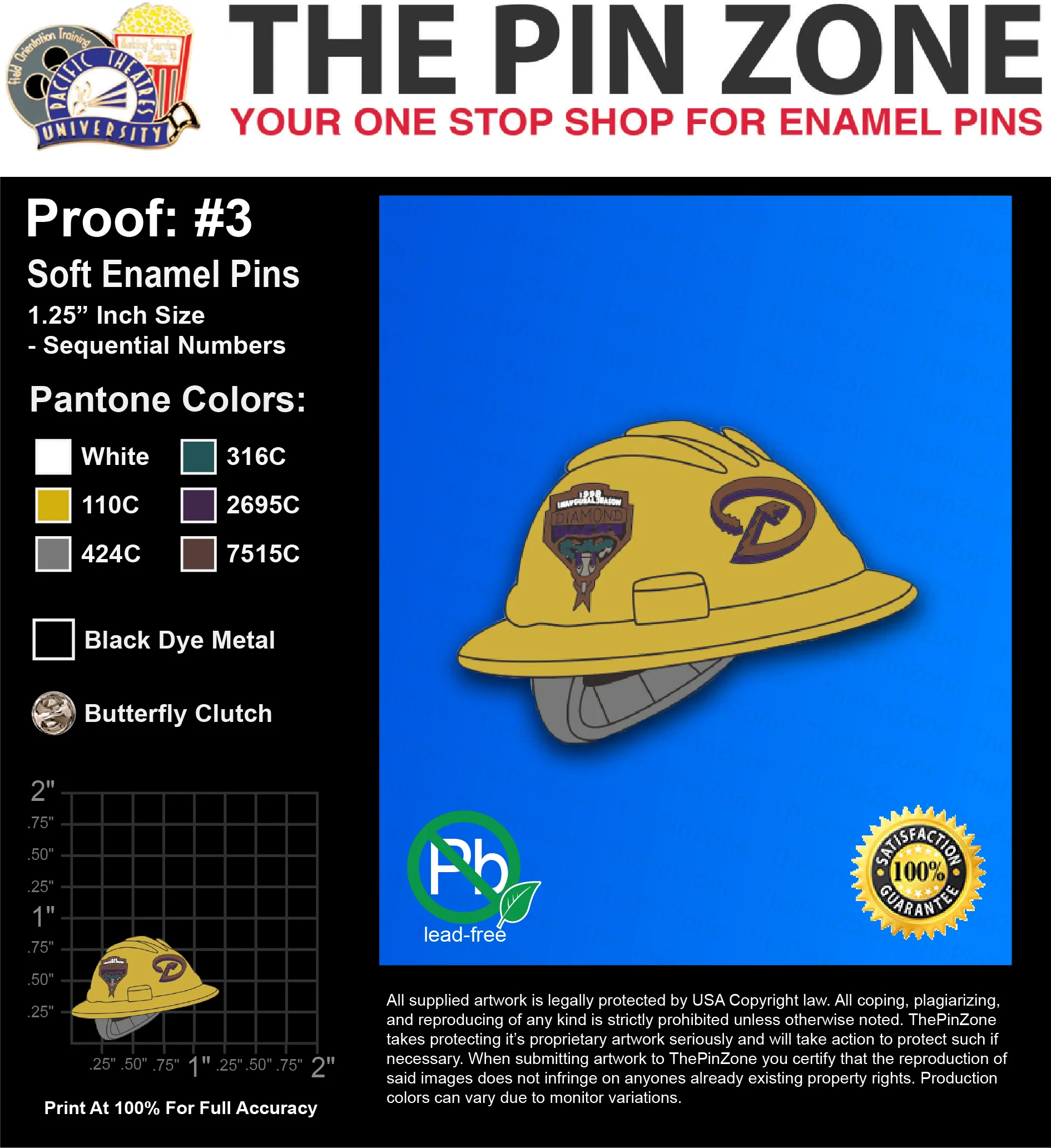 100 “JESSICA HAT” LAPEL PINS: PROOF #3