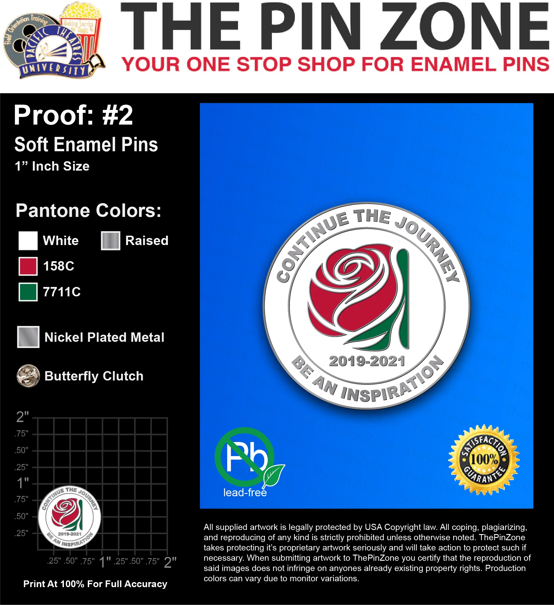 100 “TERESA N” LAPEL PINS: PROOF #2