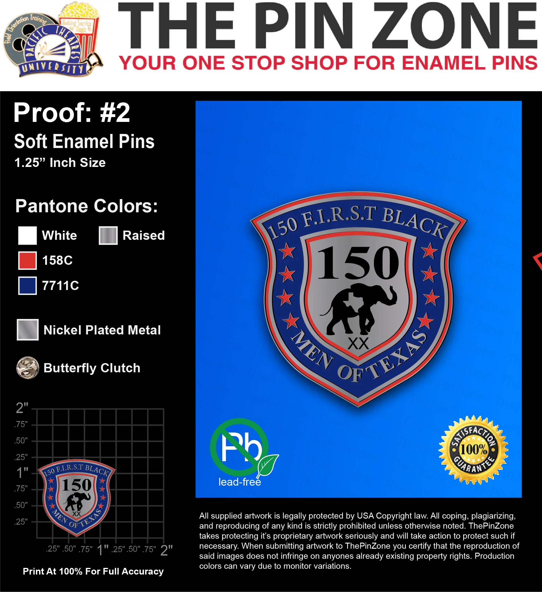 25 “TIMMY W” LAPEL PINS: PROOF #2