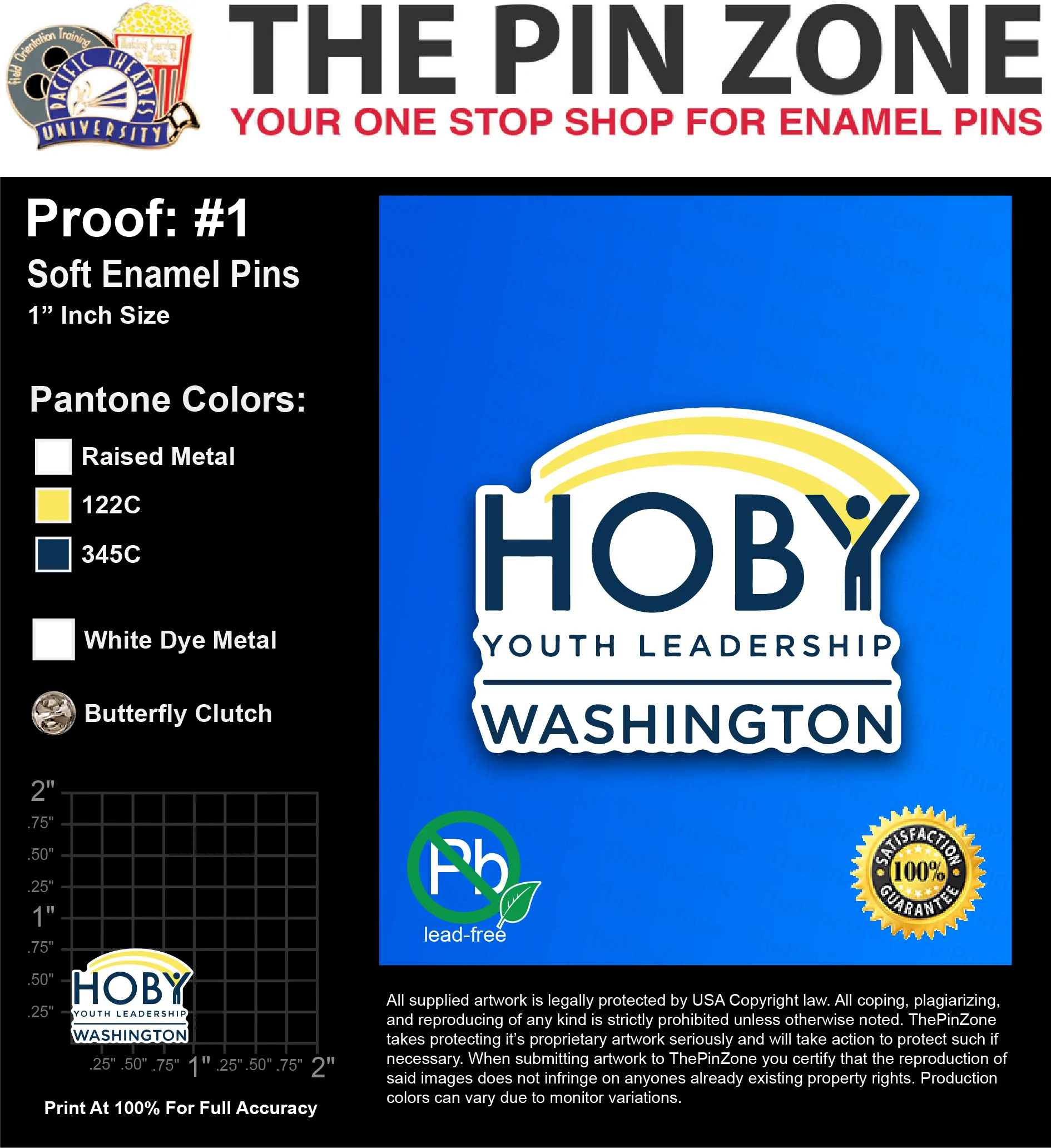 200 “WILL B” LAPEL PINS: PROOF #1