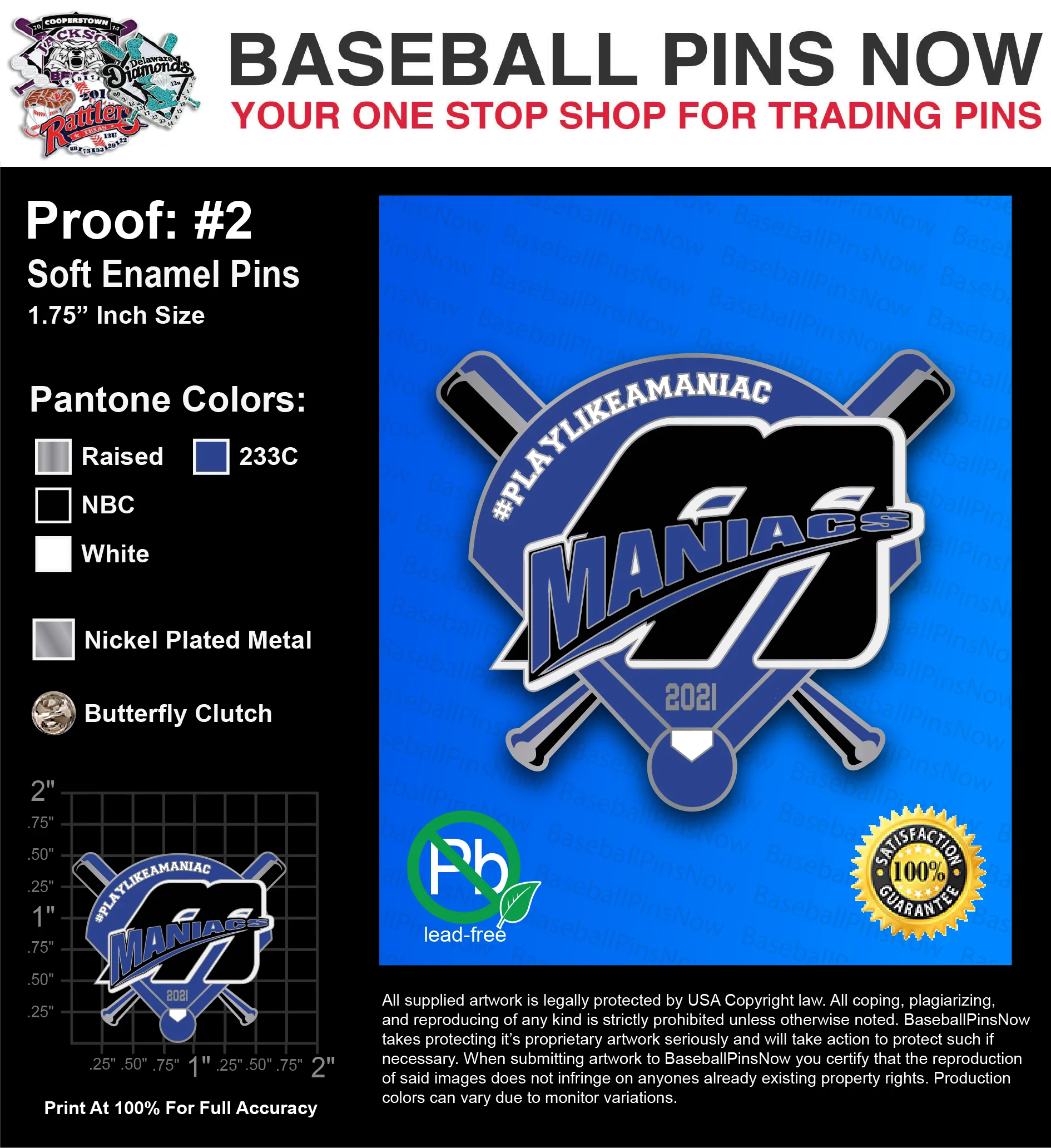 300 “BREAH P” LAPEL PINS PROOF #2
