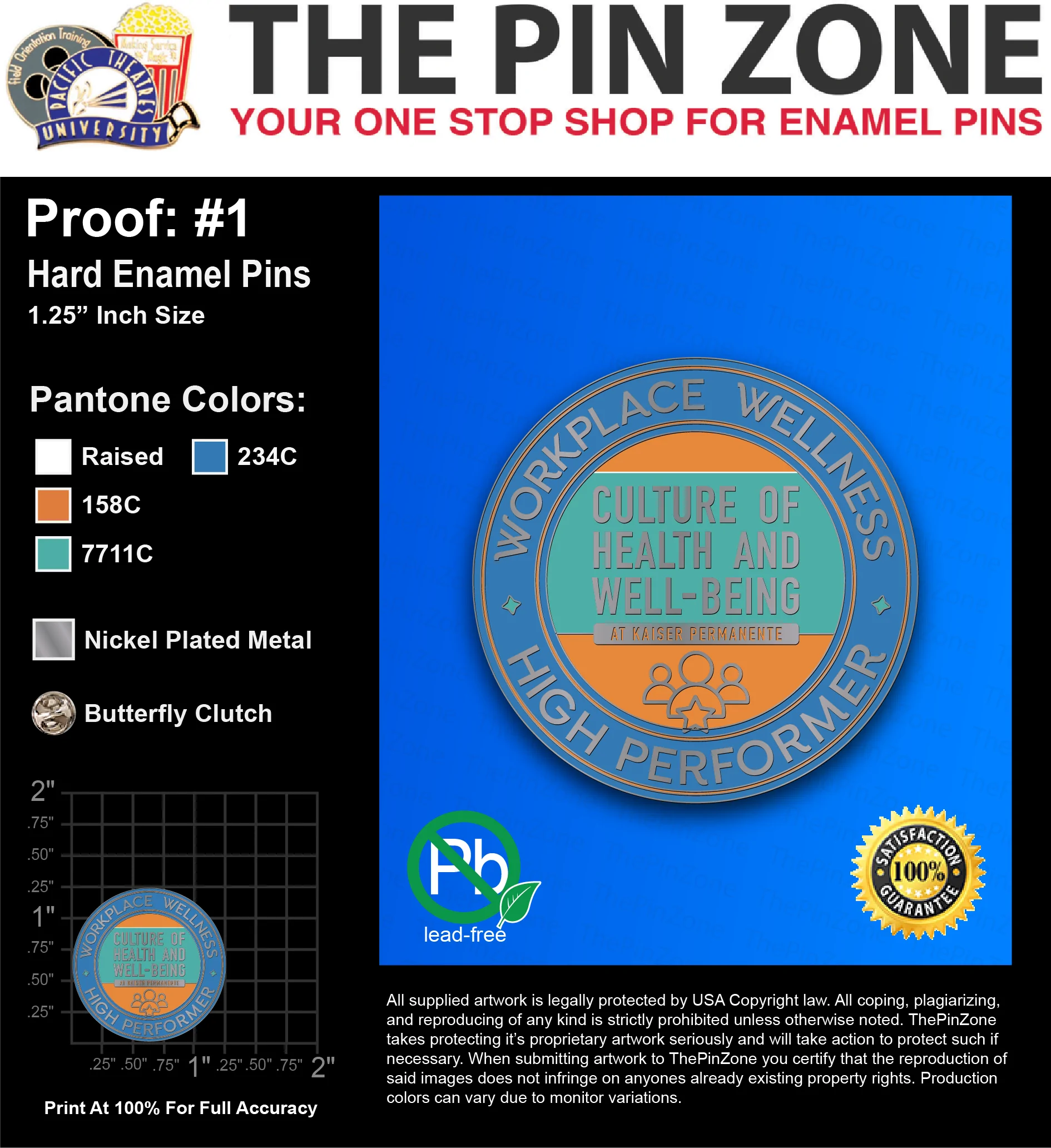 150 “JANETTE L” LAPEL PINS: PROOF #1