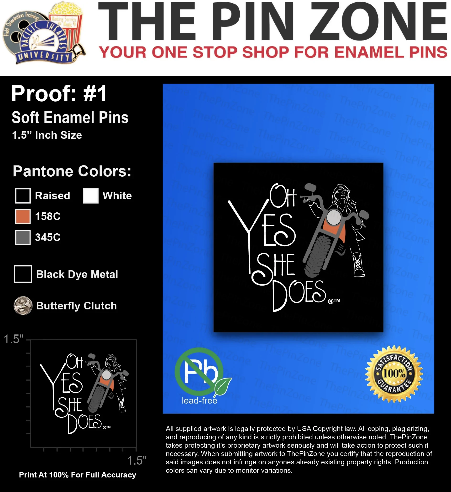 150 “JODY Y” LAPEL PINS: PROOF #1