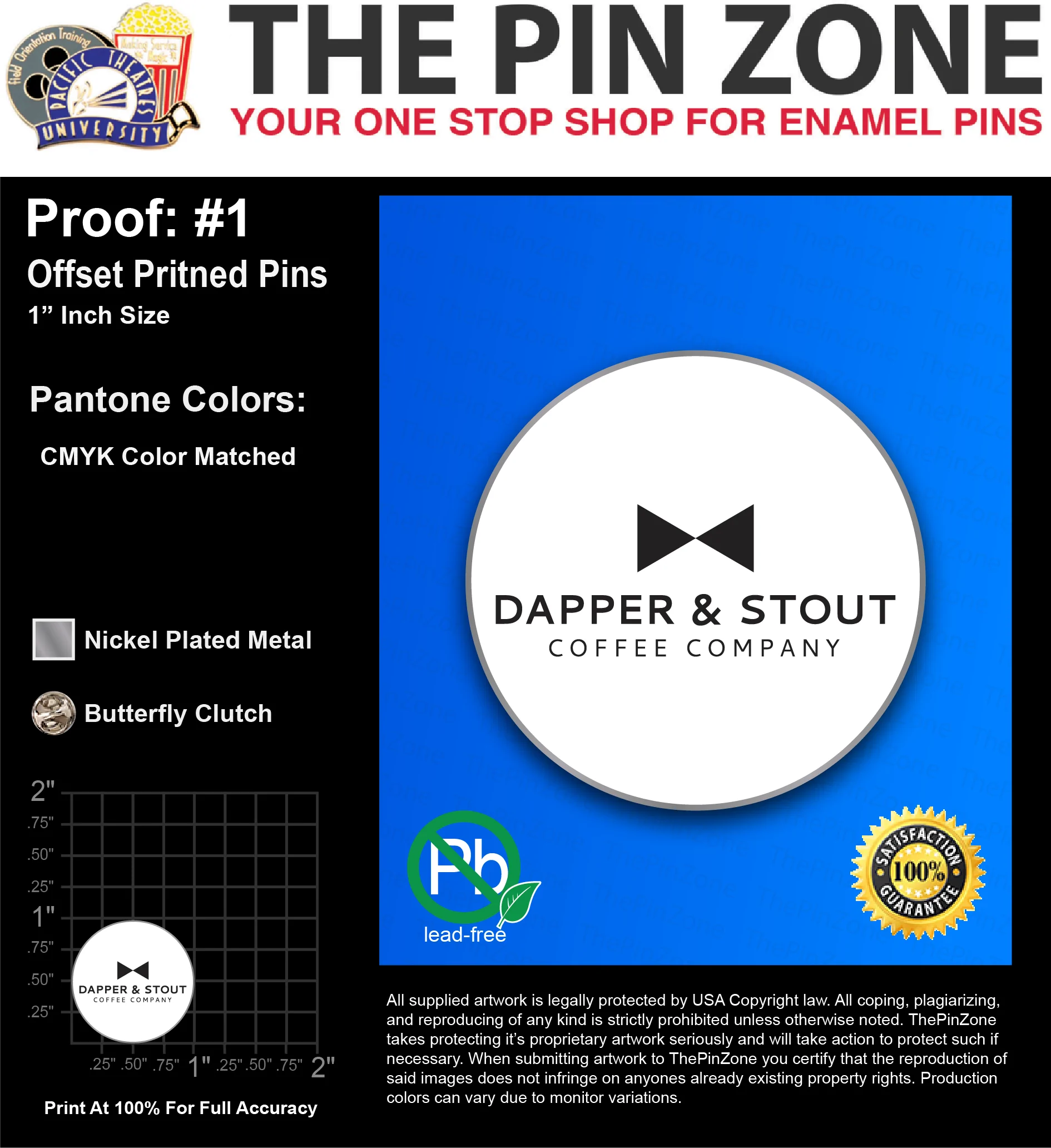 25 “AARON L” LAPEL PINS: PROOF #1