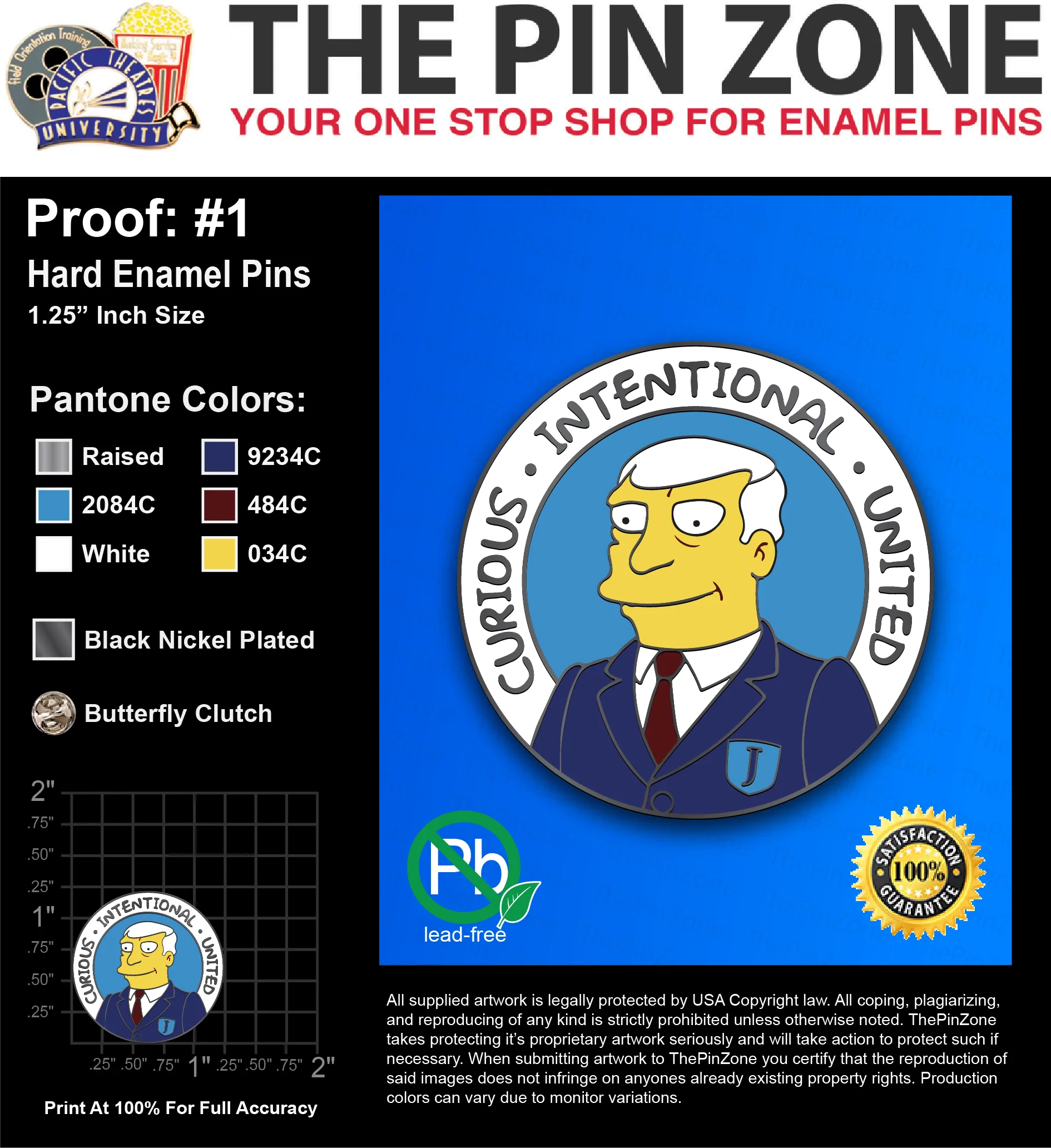 50 “CURTIS J” LAPEL PINS: PROOF #1