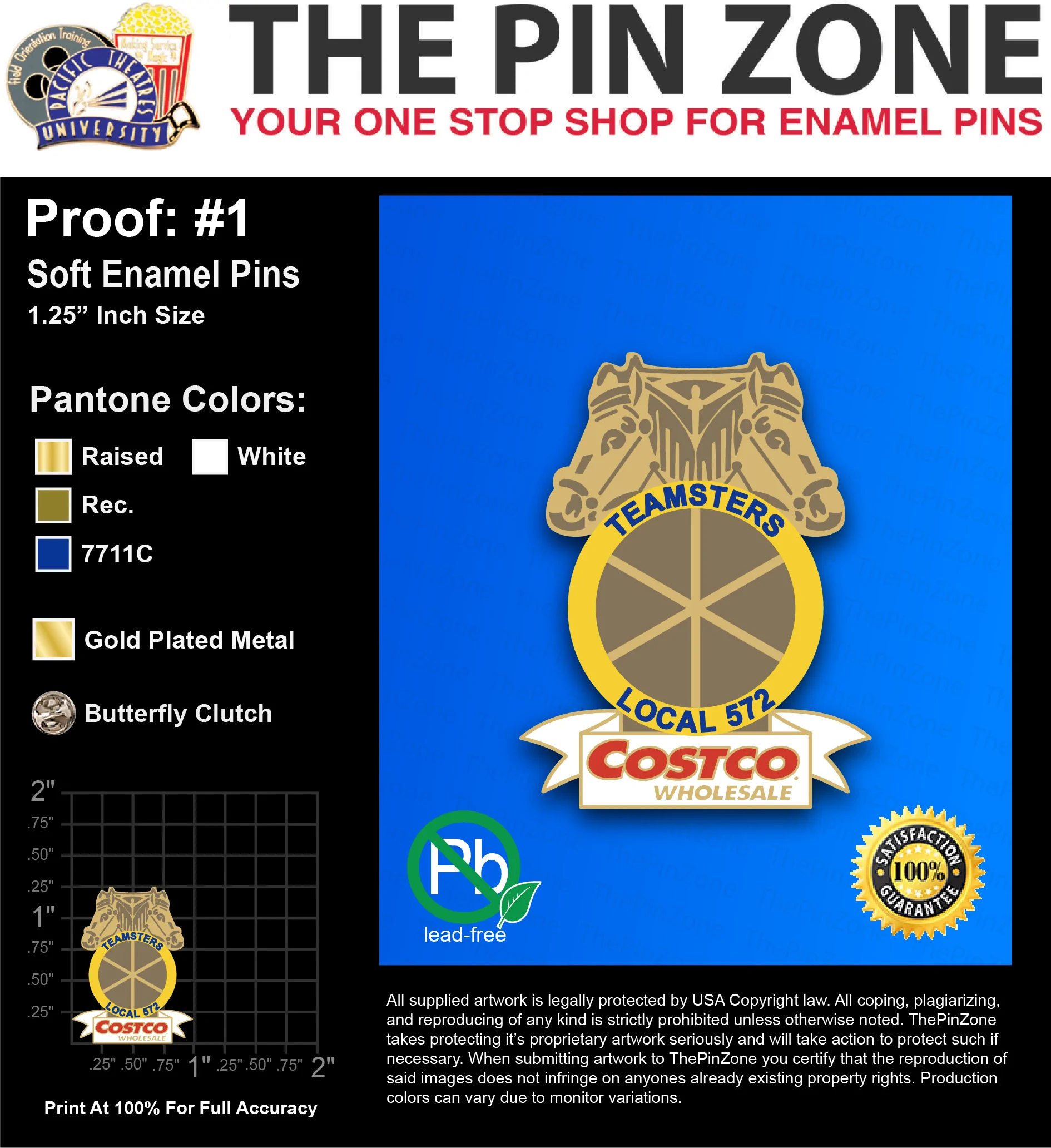 300 “LOCAL 572” LAPEL PINS: PROOF #1