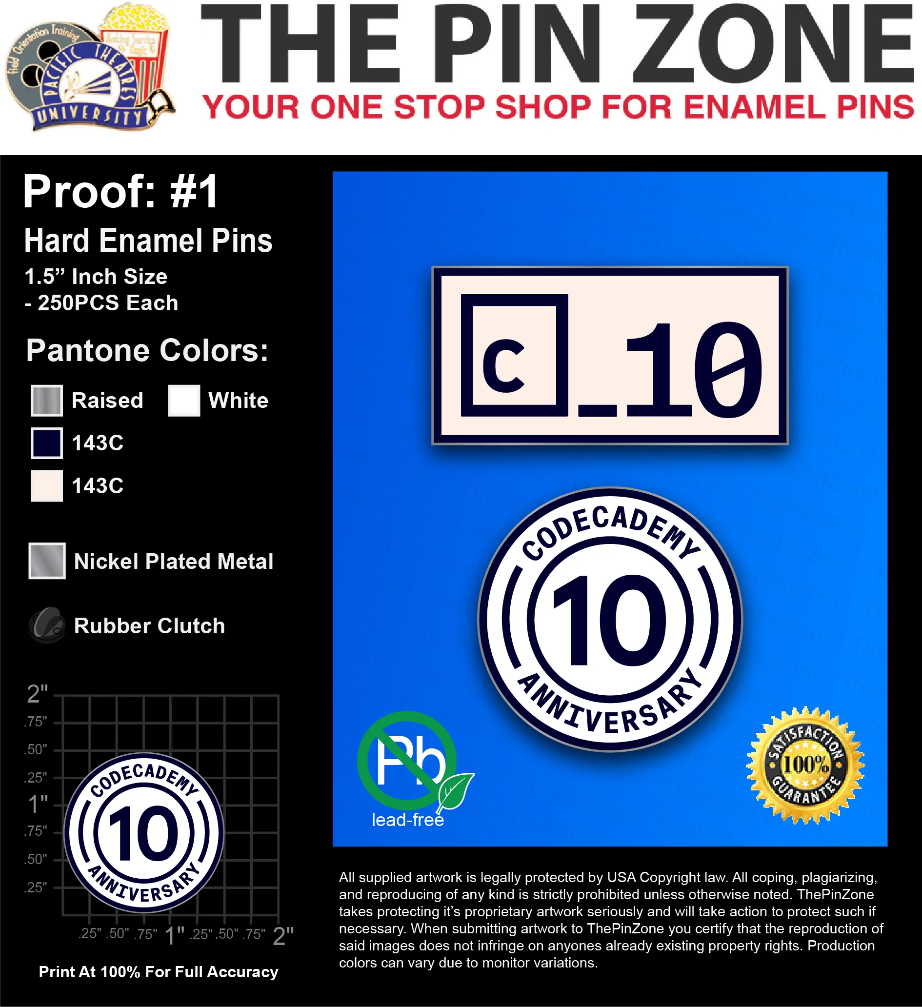 500 “MARIA C” LAPEL PINS: PROOF #1