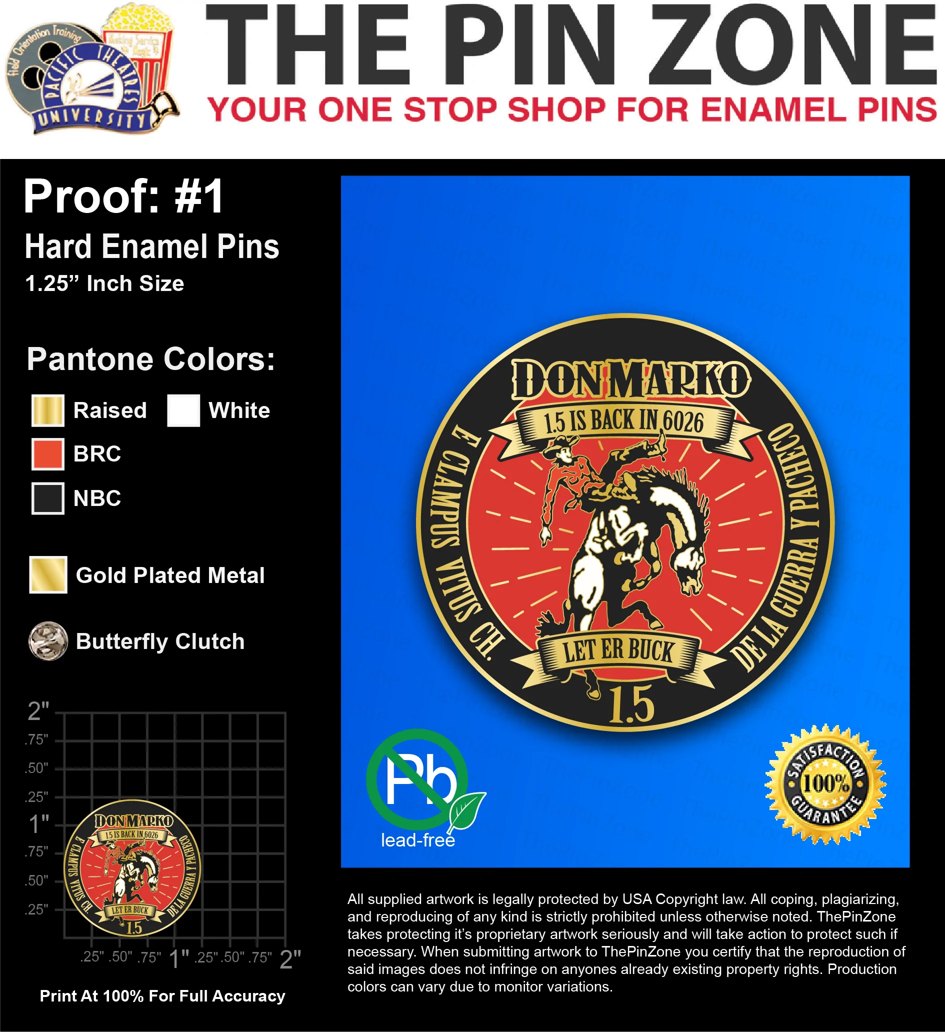 100 “PAUL K” LAPEL PINS: PROOF #1