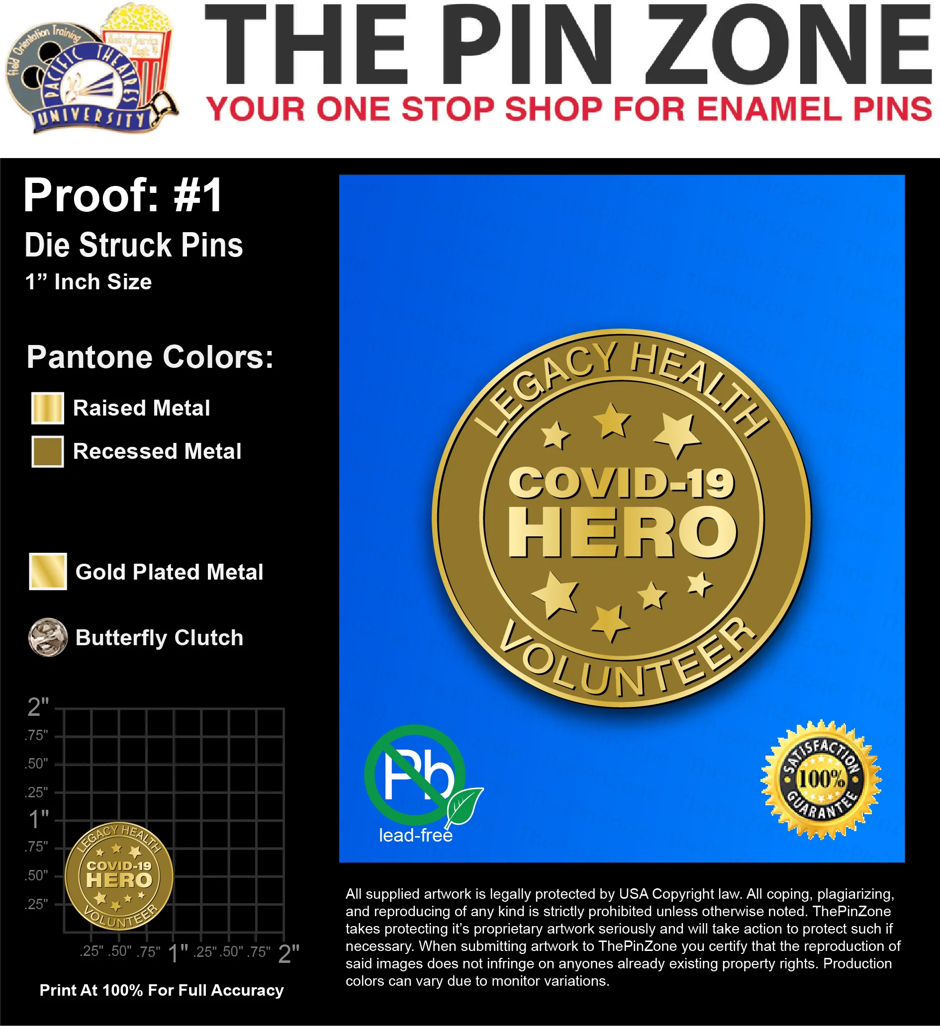 750 “PETER C” LAPEL PINS: PROOF #1