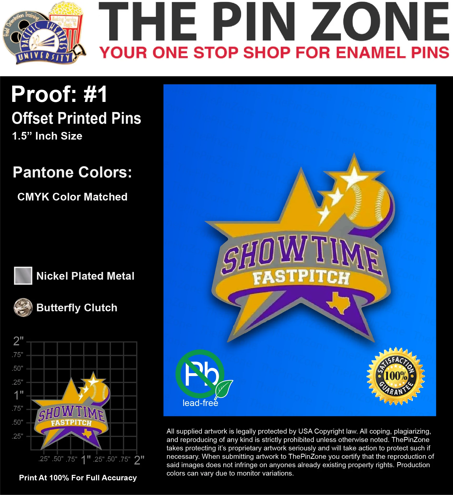 265 “SARAH P” LAPEL PINS: PROOF #1