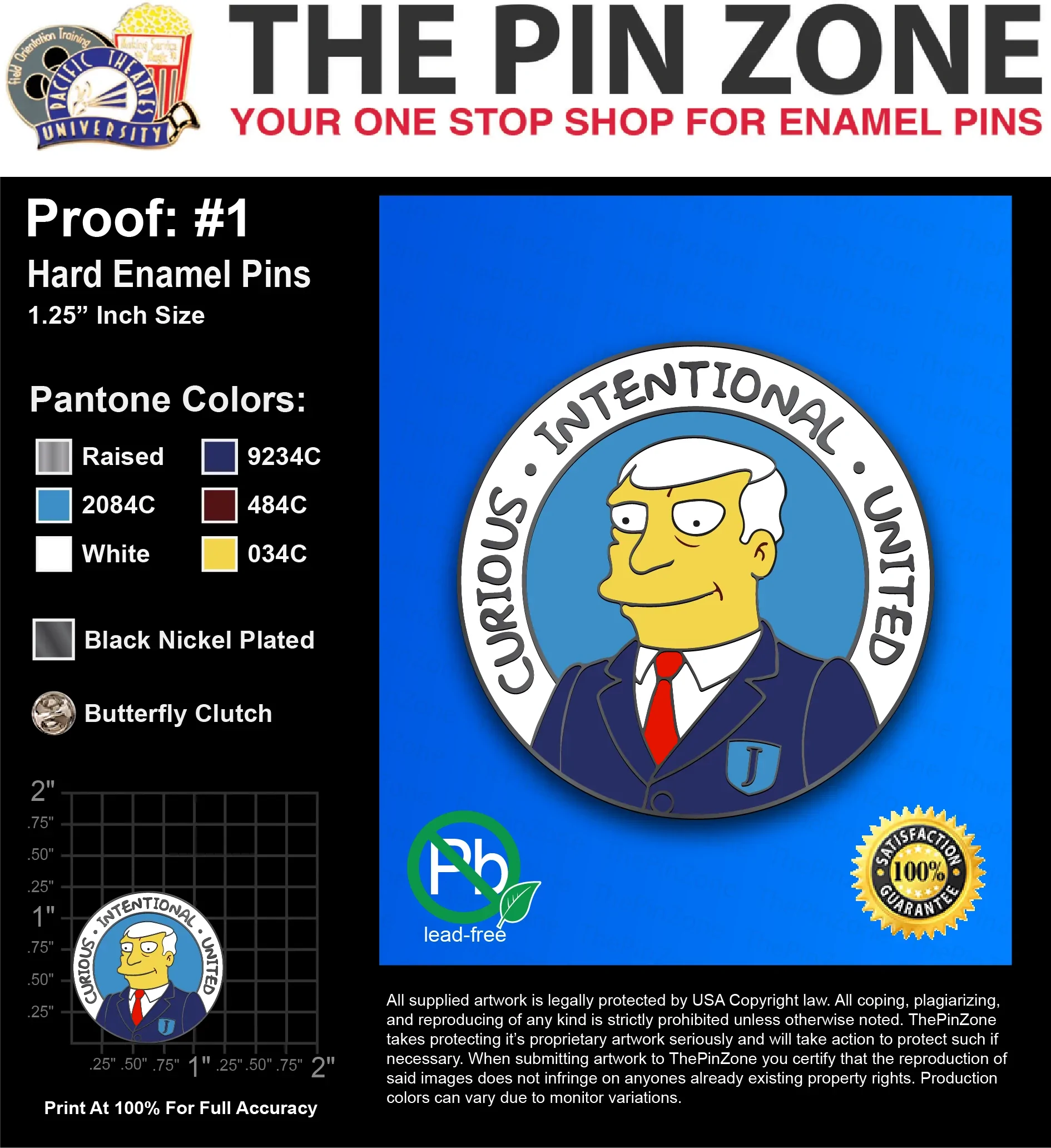 250 “CARI M” LAPEL PINS: PROOF #1