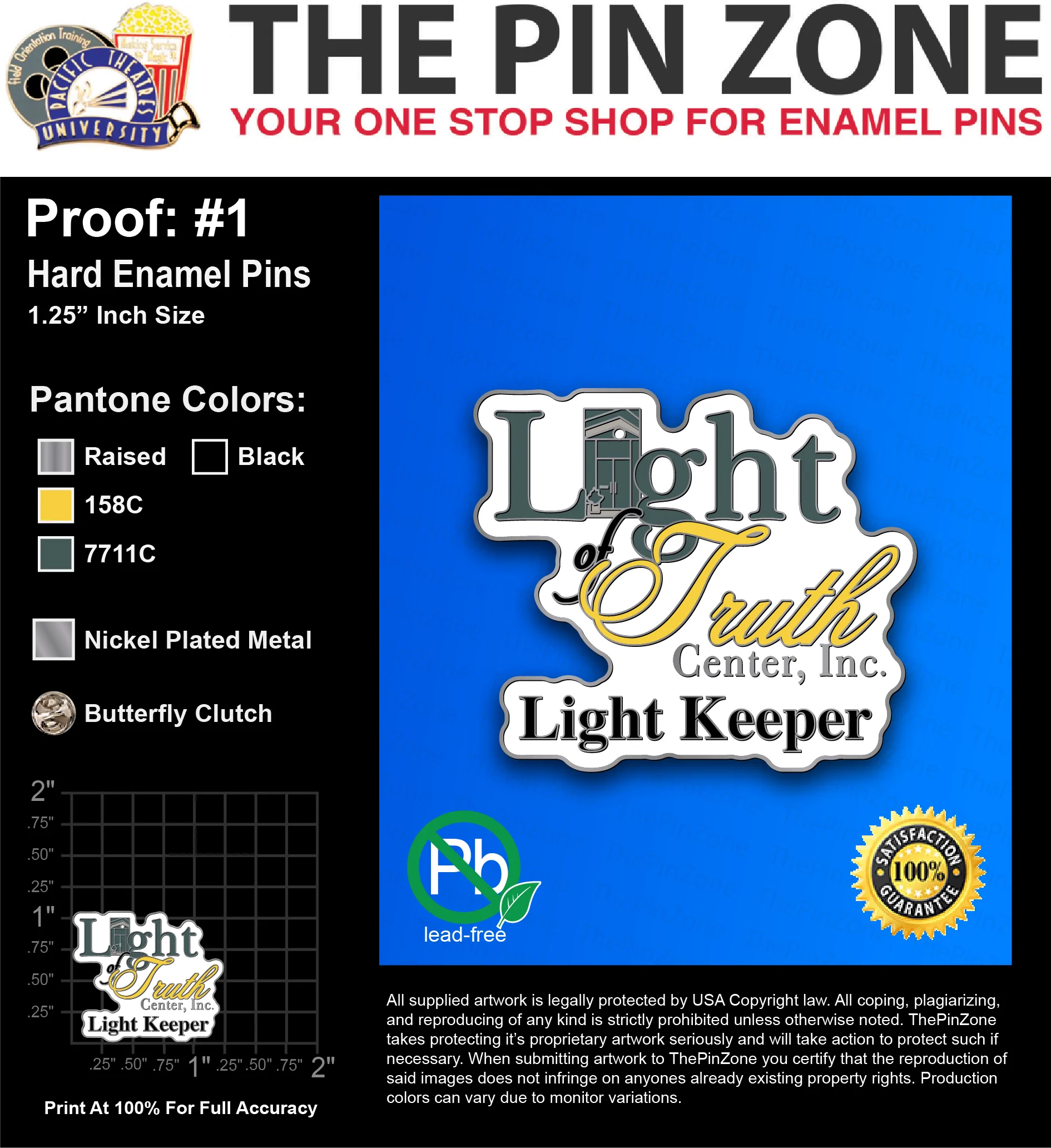 75 “CONSTANCE L” LAPEL PINS: PROOF #1