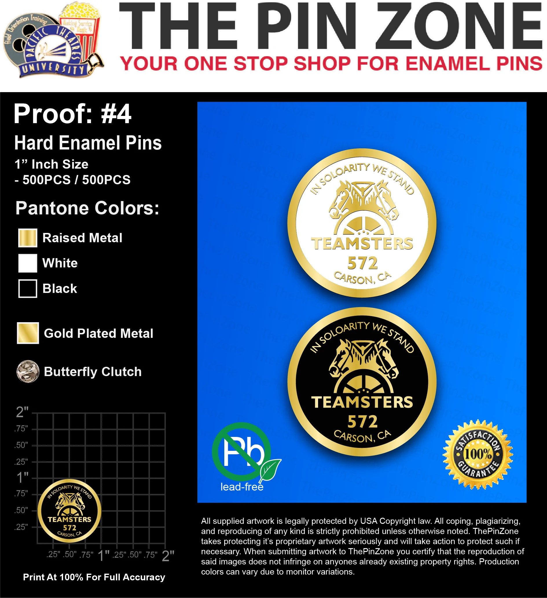 1000 “LAURA 572” LAPEL PINS: PROOF #4