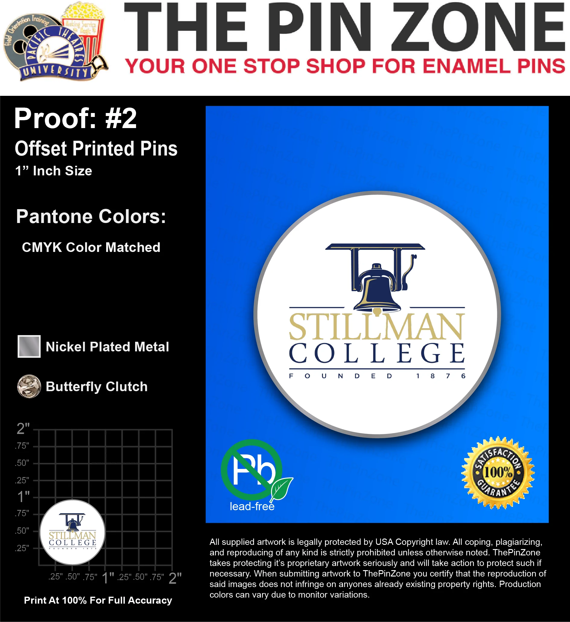 150 “TAMARCUS P” LAPEL PINS: PROOF #1