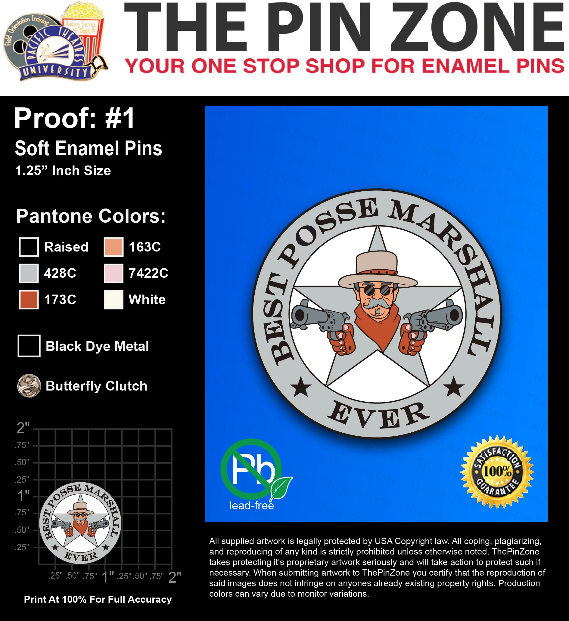 100 “UWE B” LAPEL PINS: PROOF #1