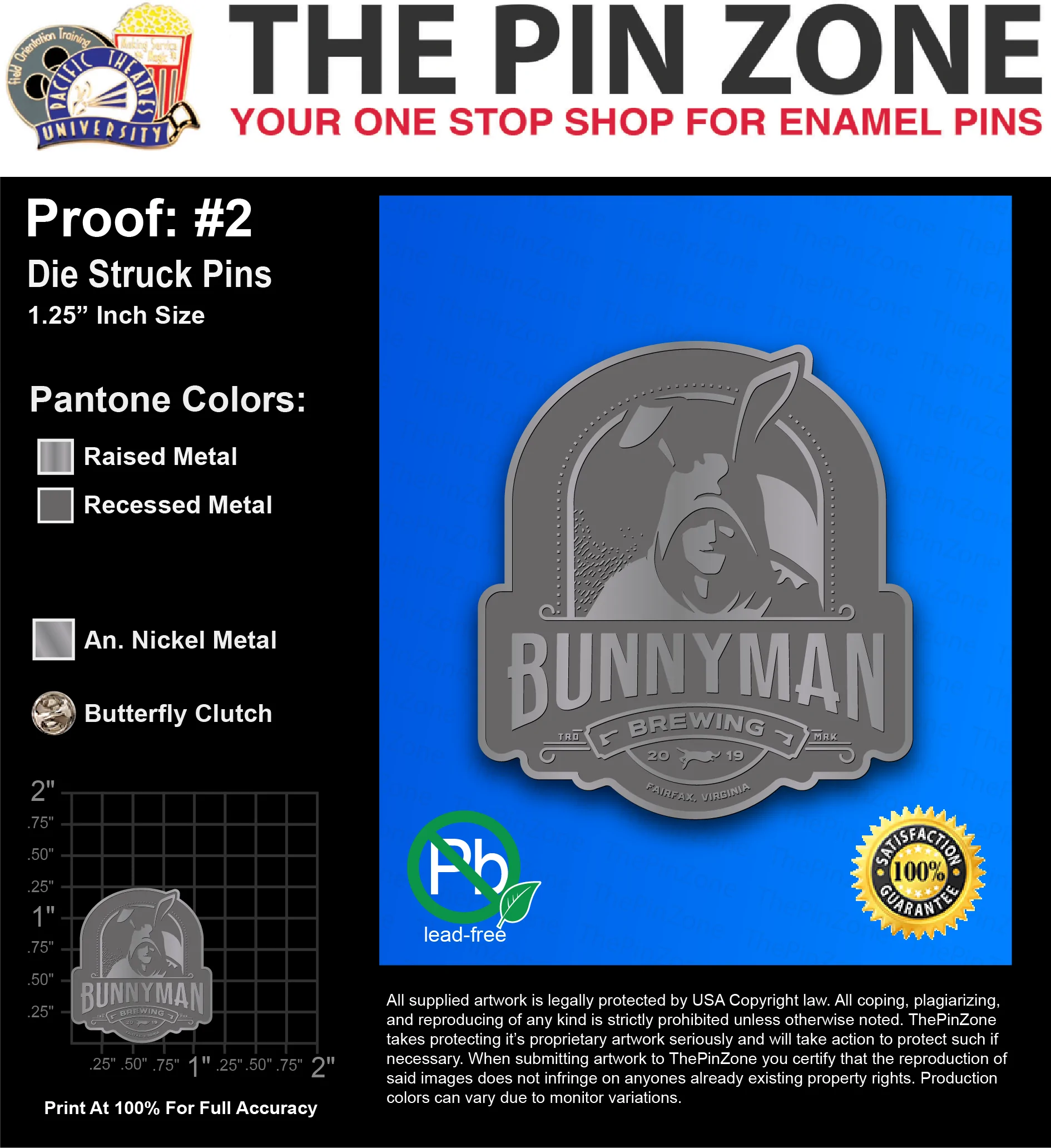250 “GINNY L” LAPEL PINS: PROOF #2