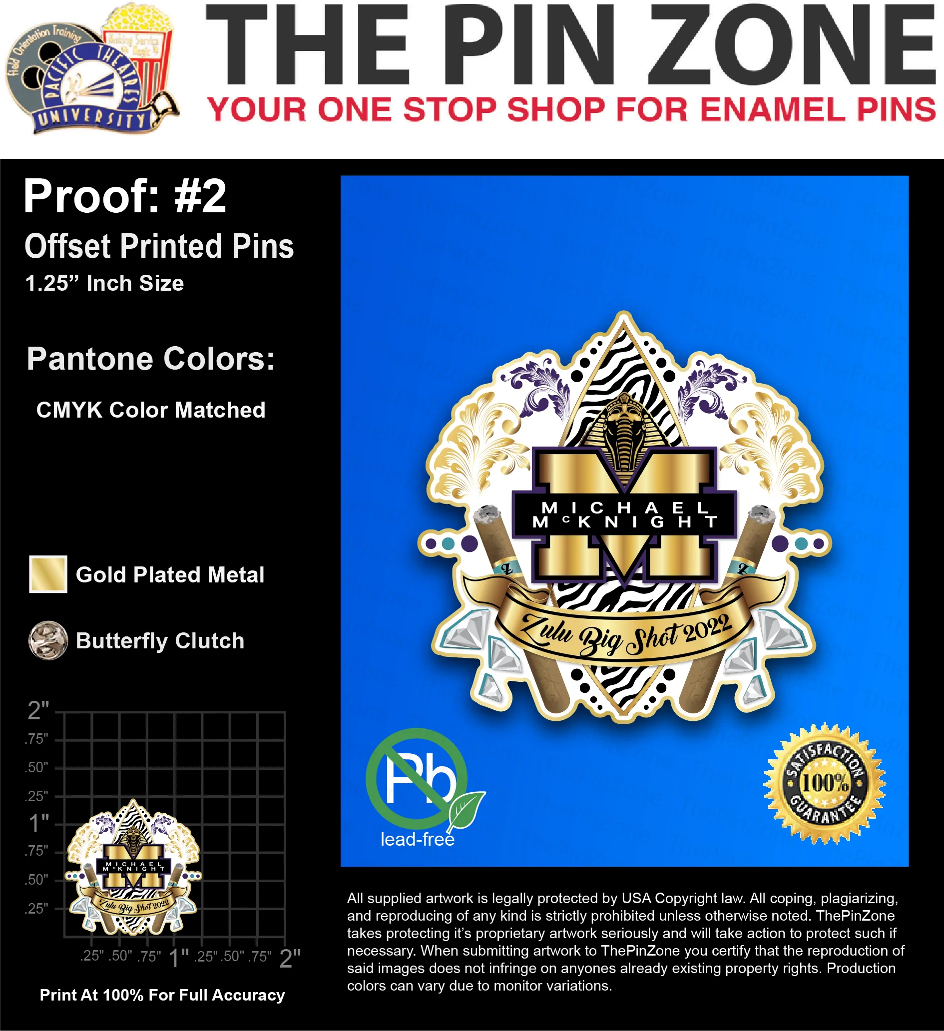100 “LATOYA B” LAPEL PINS: PROOF #2