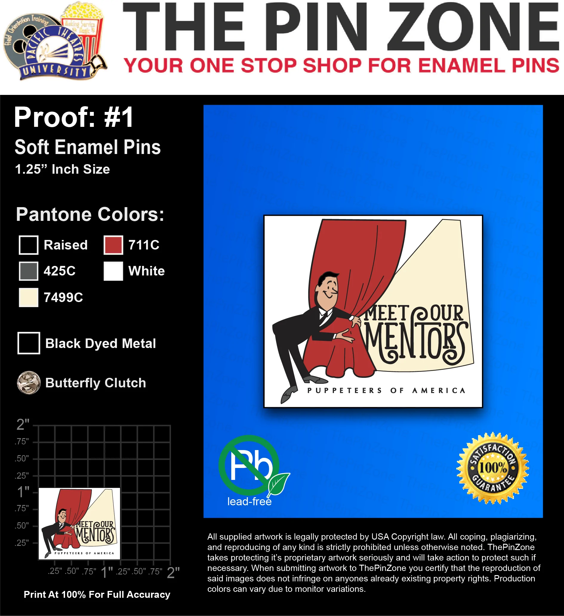 75 “LIZ” LAPEL PINS: PROOF #1