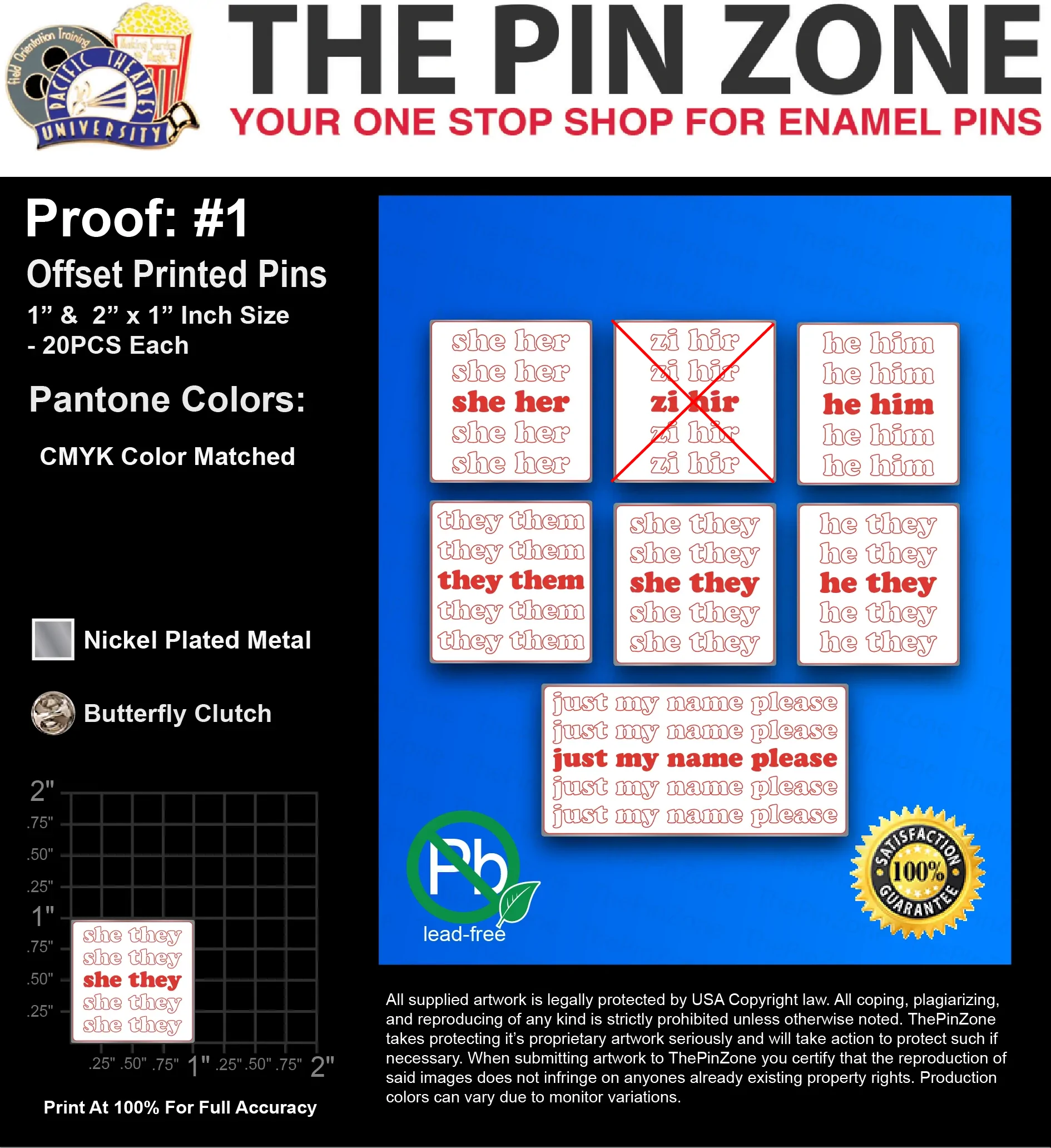 120 “GRACE R” LAPEL PINS: PROOF #1