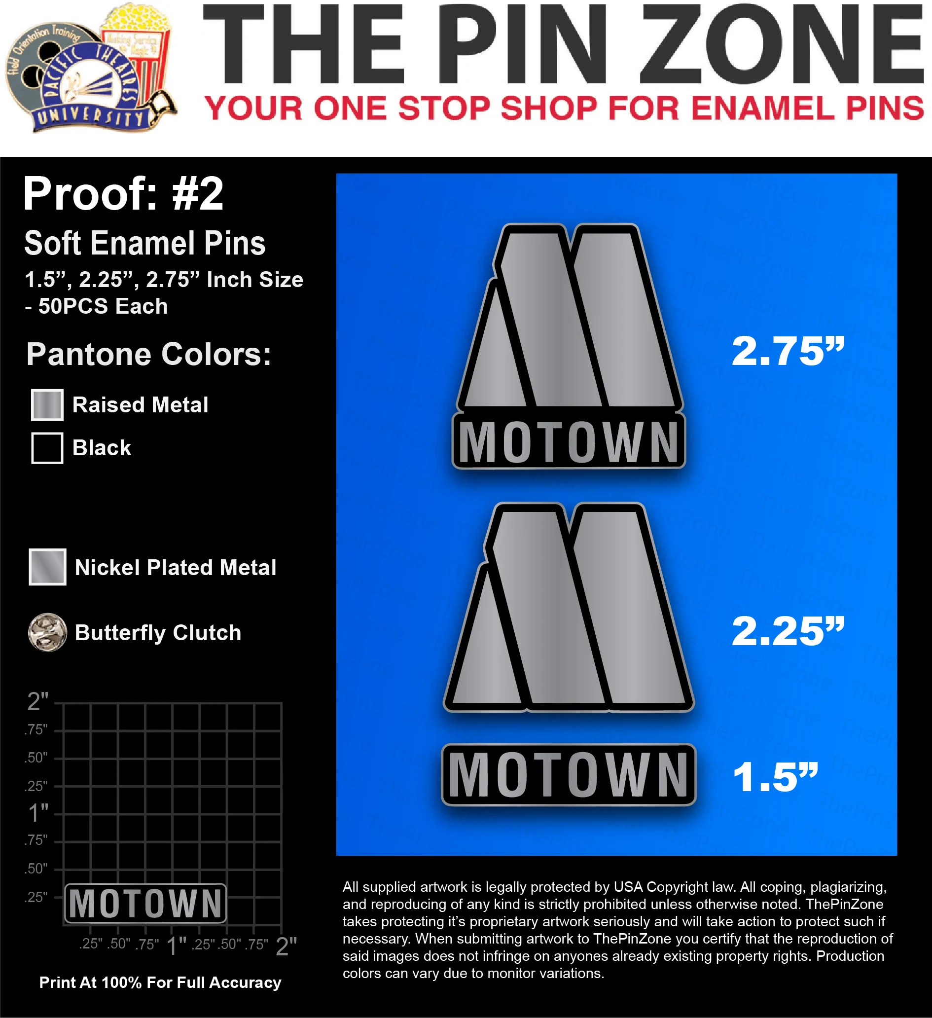 150 “MOTOWN” LAPEL PINS: PROOF #2