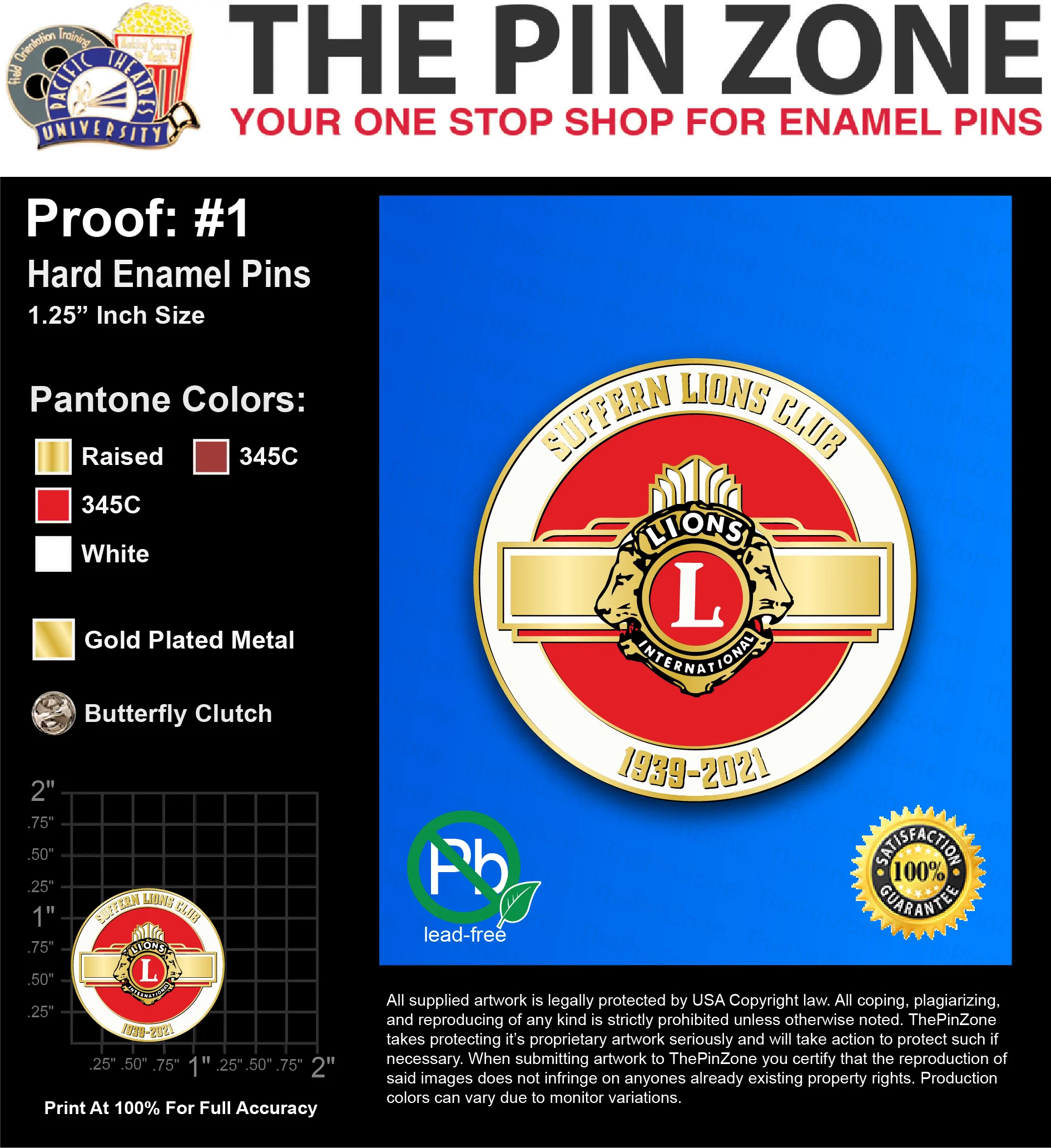 150 “ROBERT D” LAPEL PINS: PROOF #1