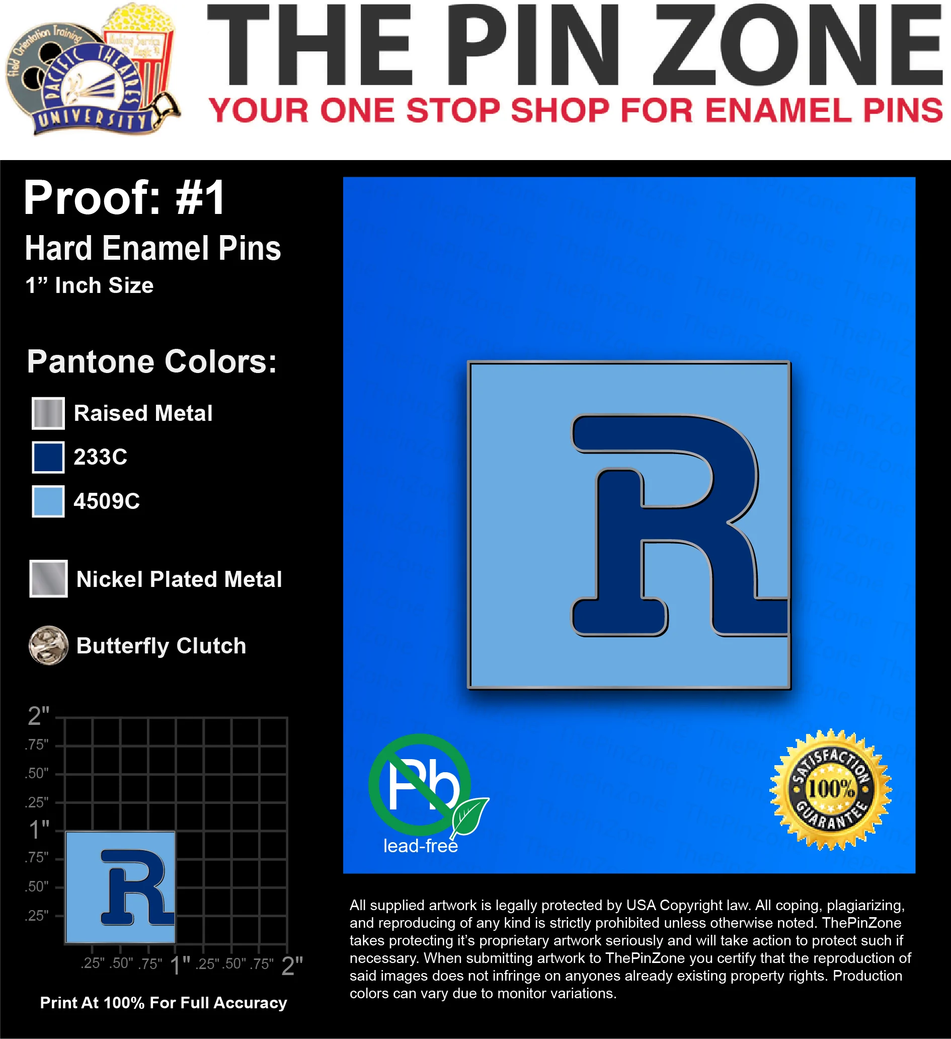 100 “KATIE W” LAPEL PINS: PROOF #1