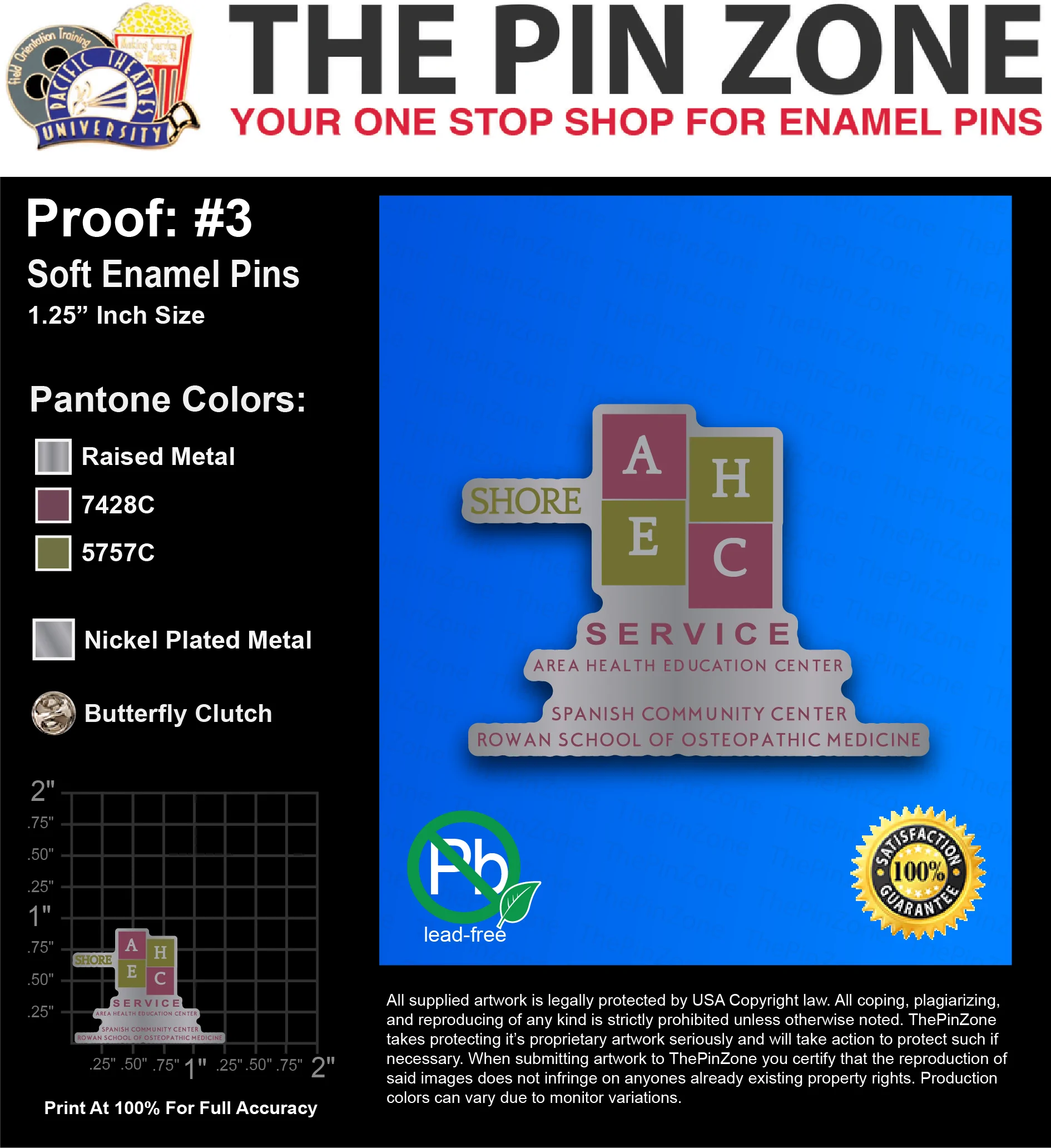 300 “ARLENE M” LAPEL PINS: PROOF #3