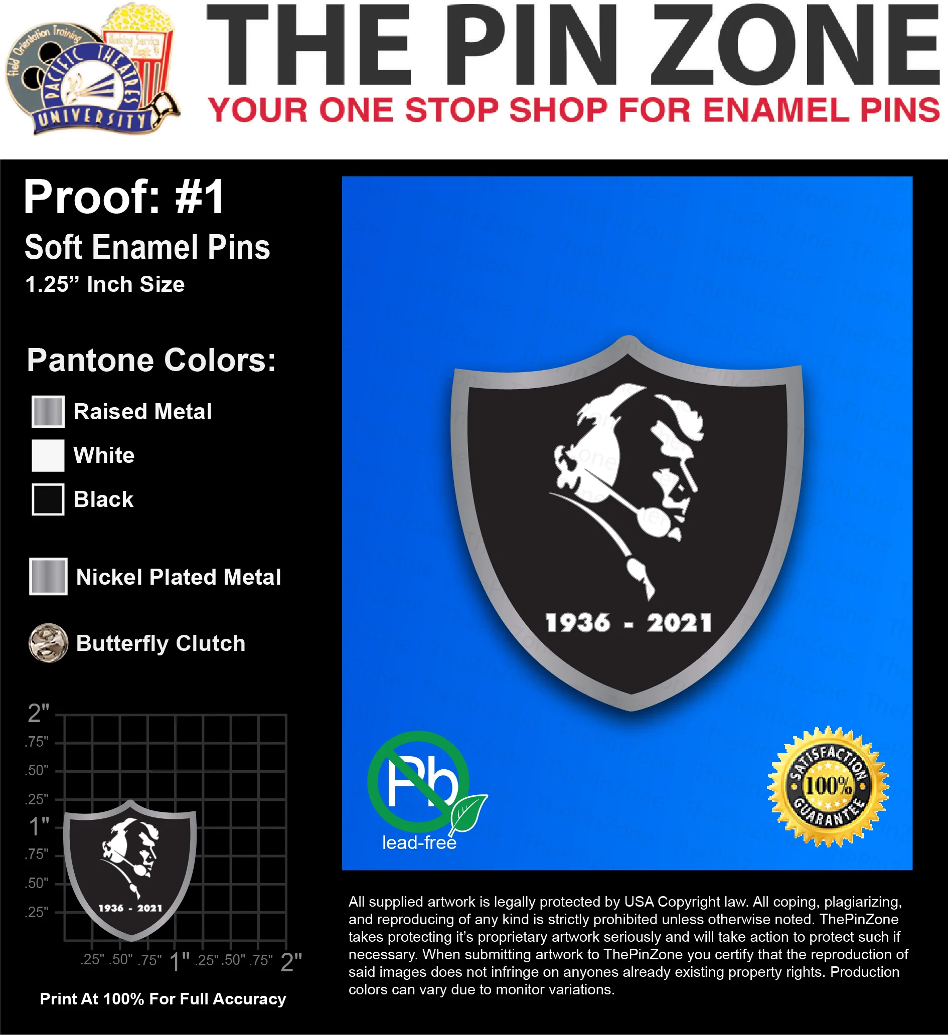 50 “DUSTON D” LAPEL PINS: PROOF #1