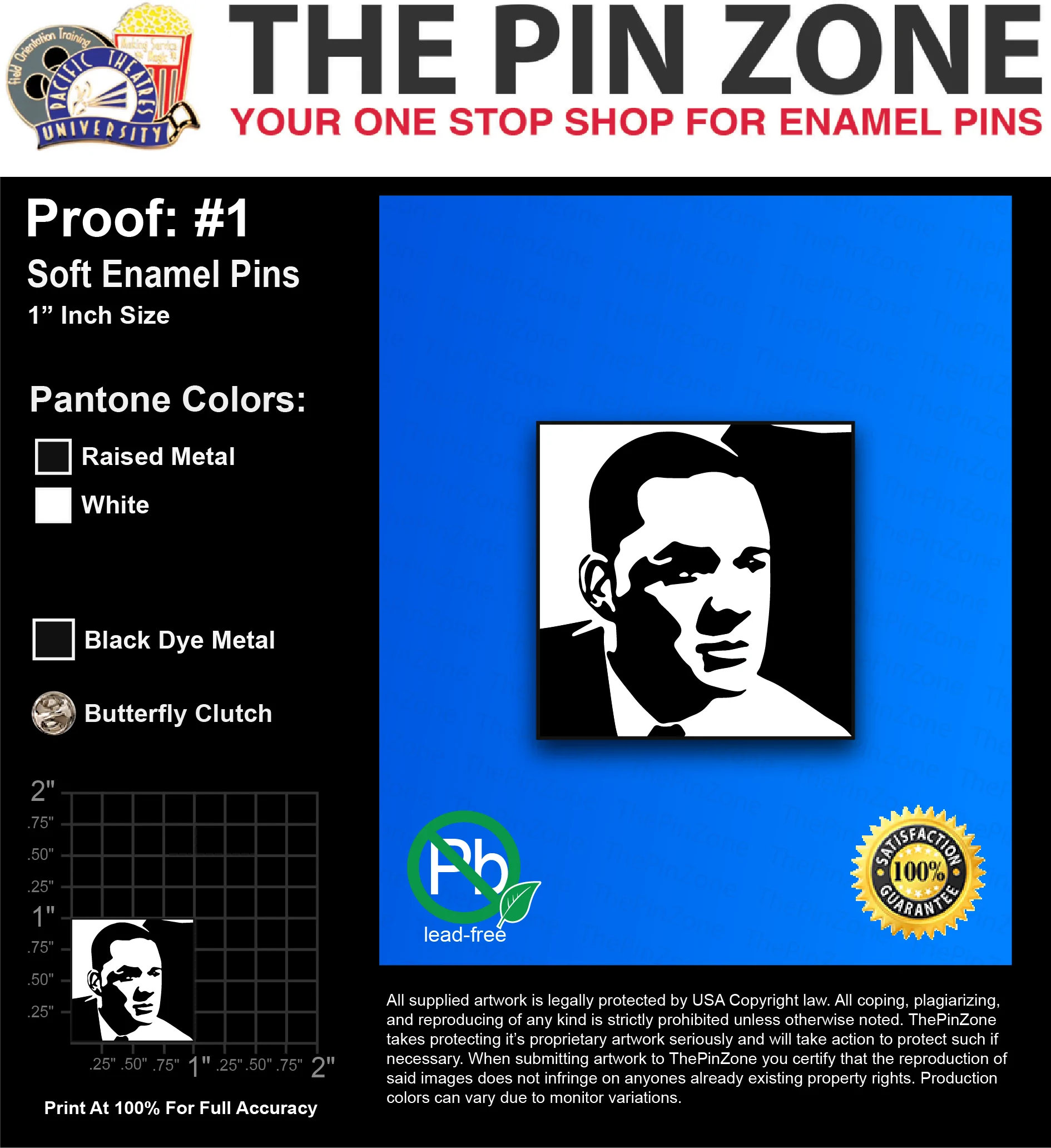 25 “KEVIN P” LAPEL PINS: PROOF #1