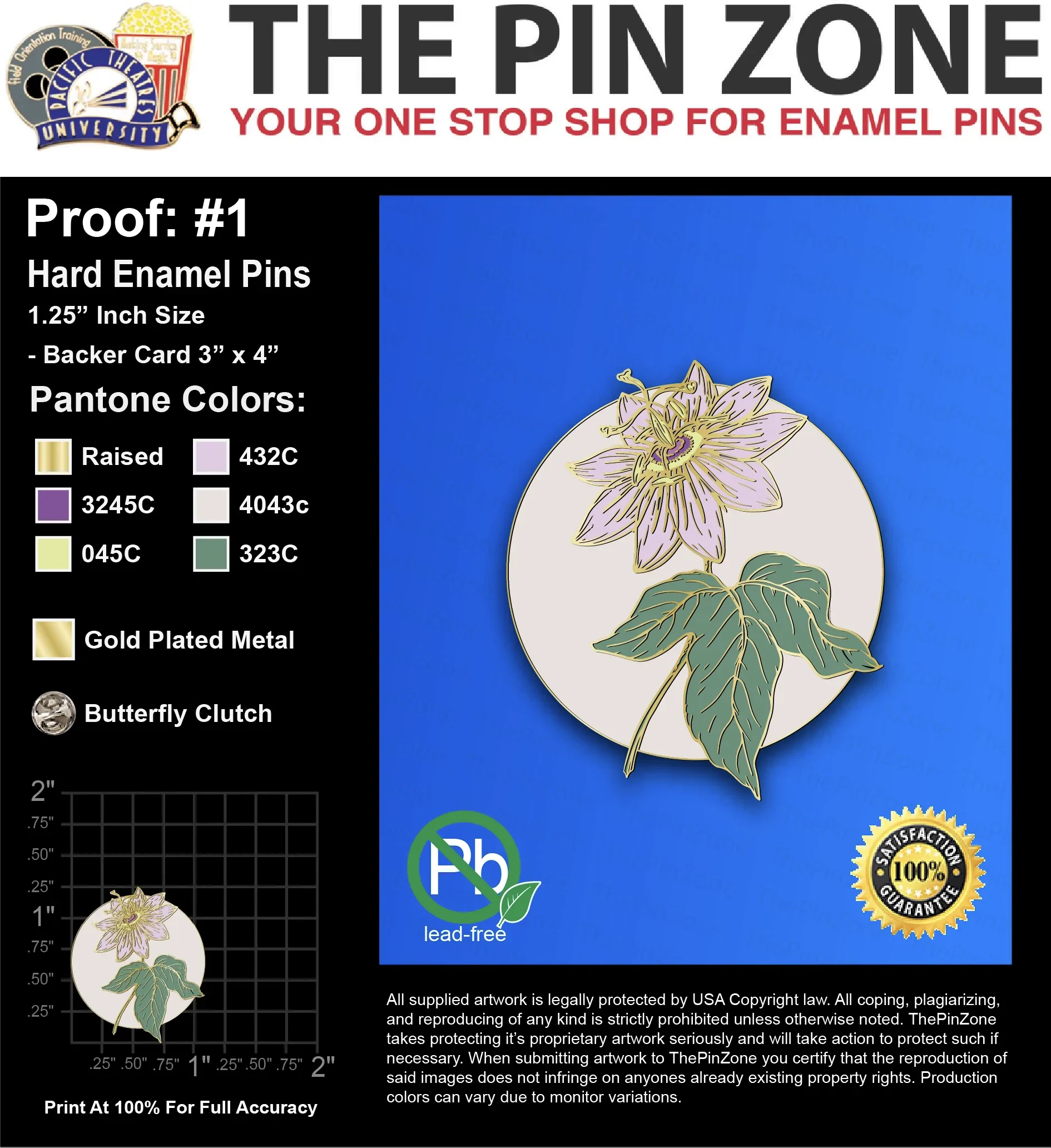 400 “BILLIE PROOF” LAPEL PINS: PROOF #1