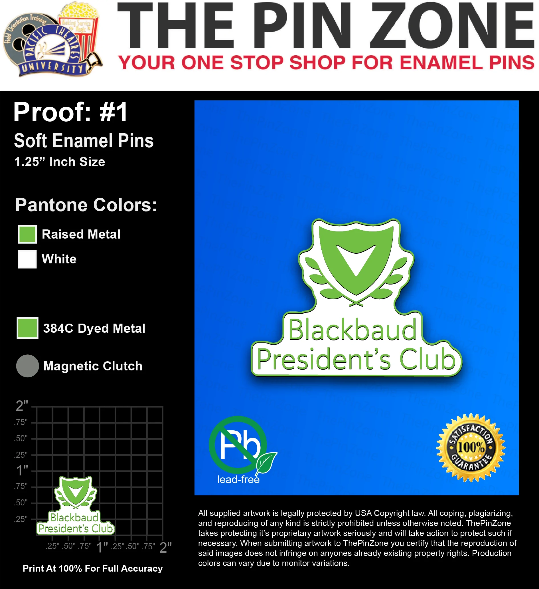 200 “KRISTIN F” LAPEL PINS: PROOF #1