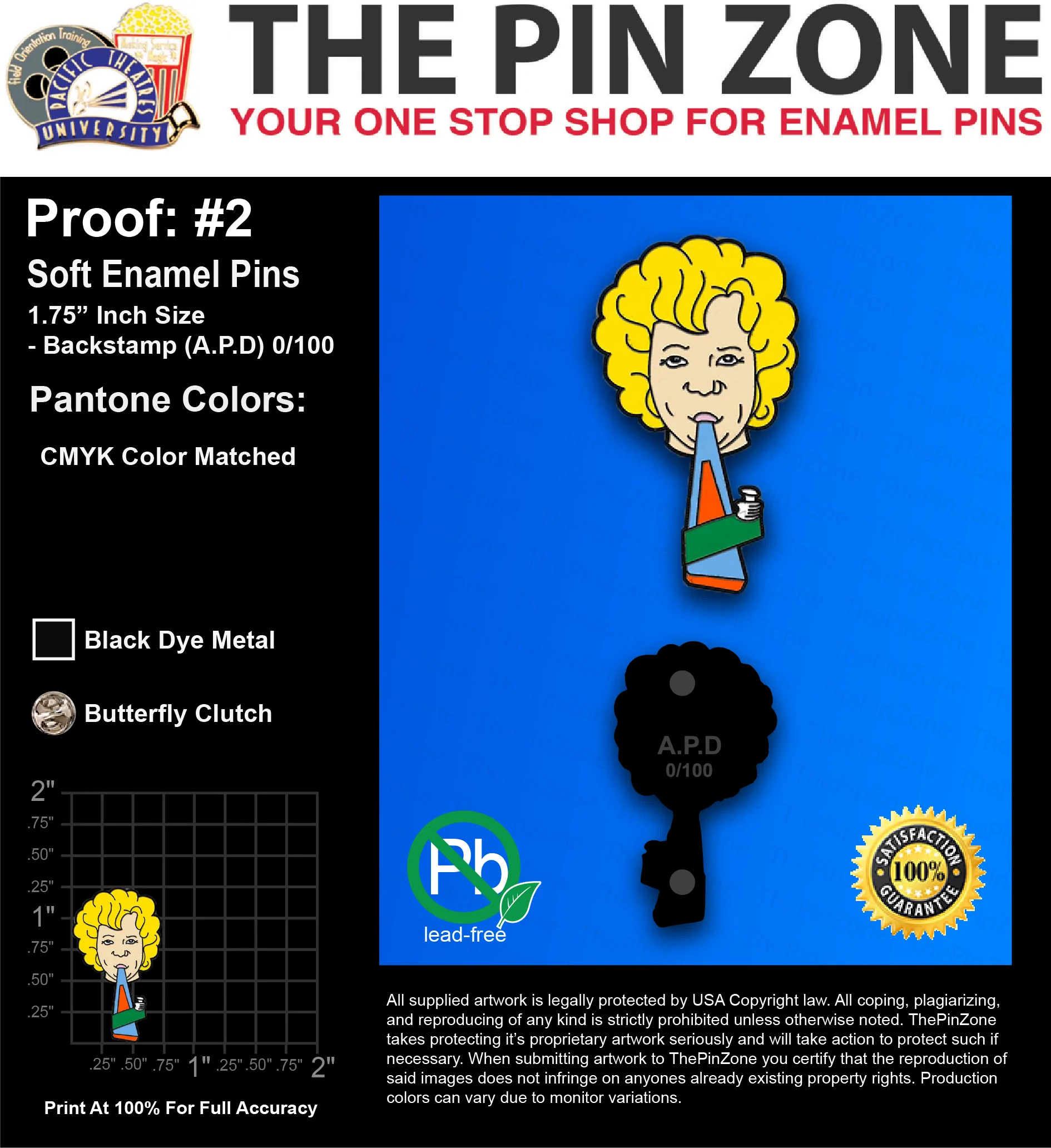 100 “ZAC” LAPEL PINS: PROOF #2