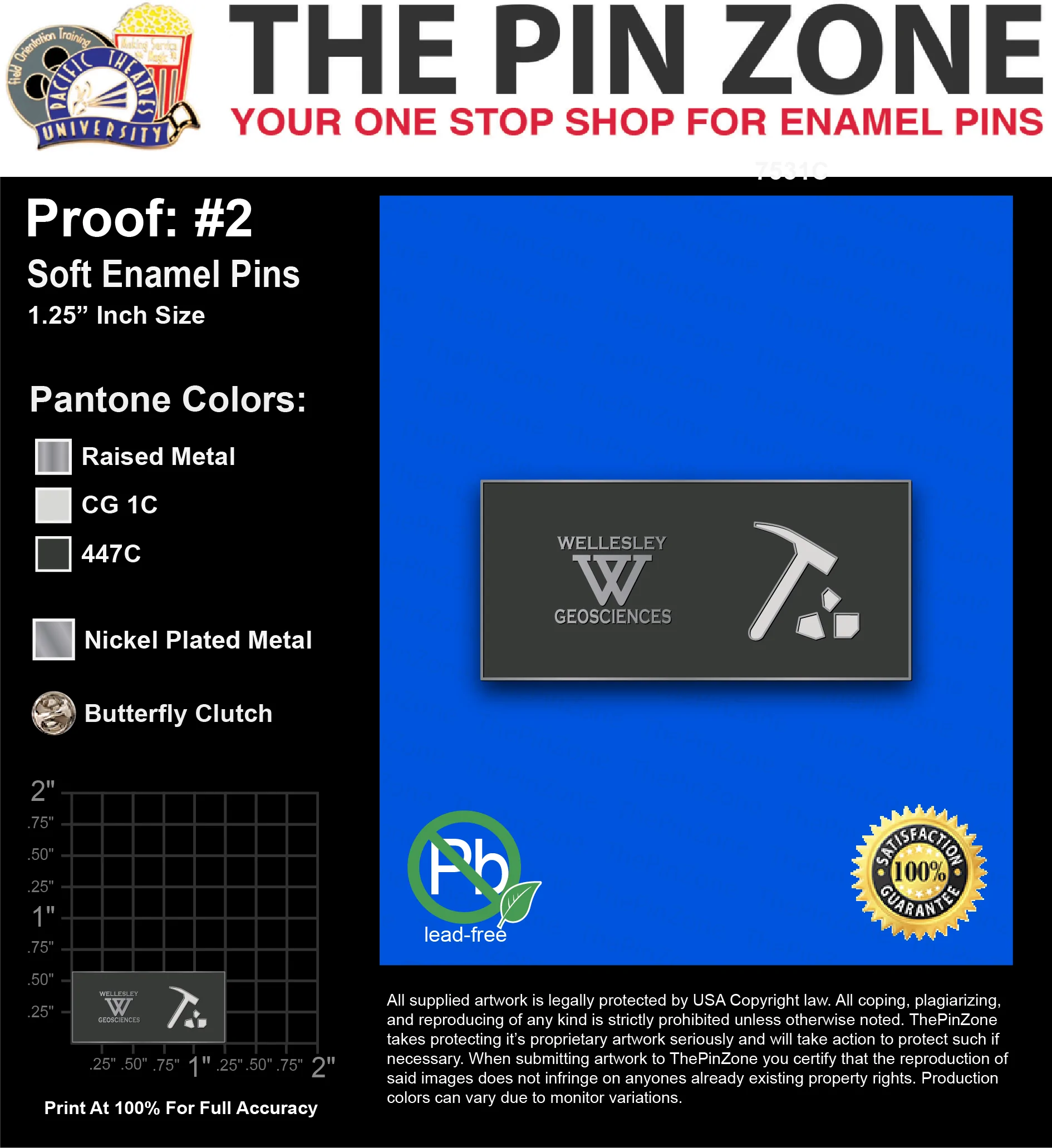 25 “CAROL G” LAPEL PINS: PROOF #2