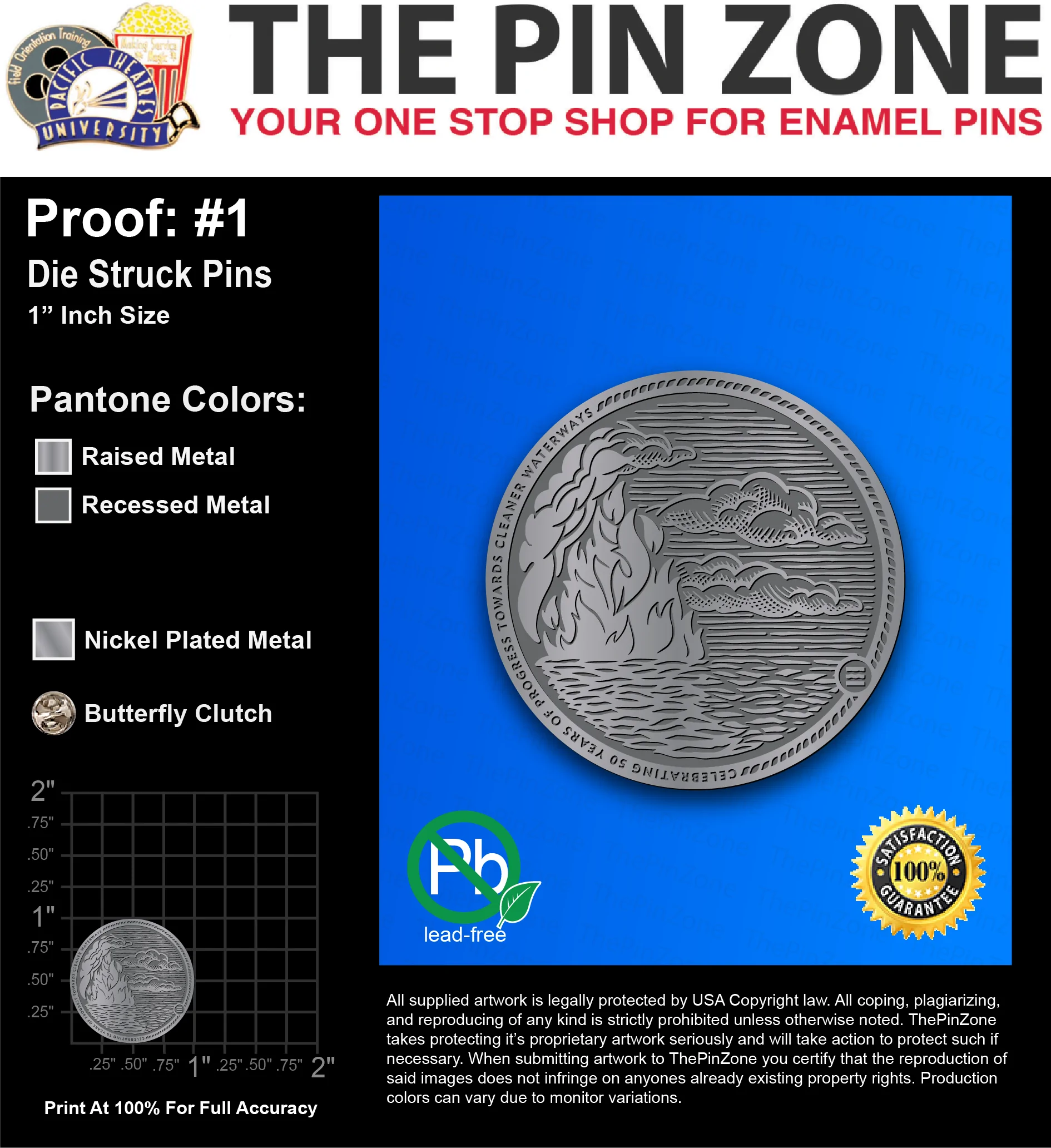 200 “JOHN G” LAPEL PINS: PROOF #1