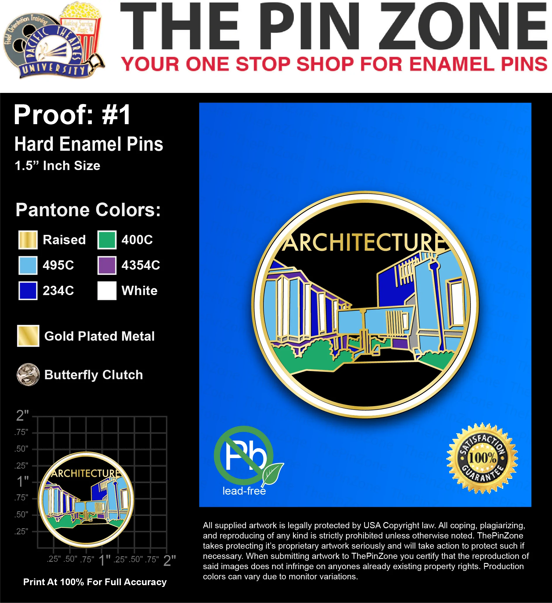 100 “SAMARA P” LAPEL PINS: PROOF #1
