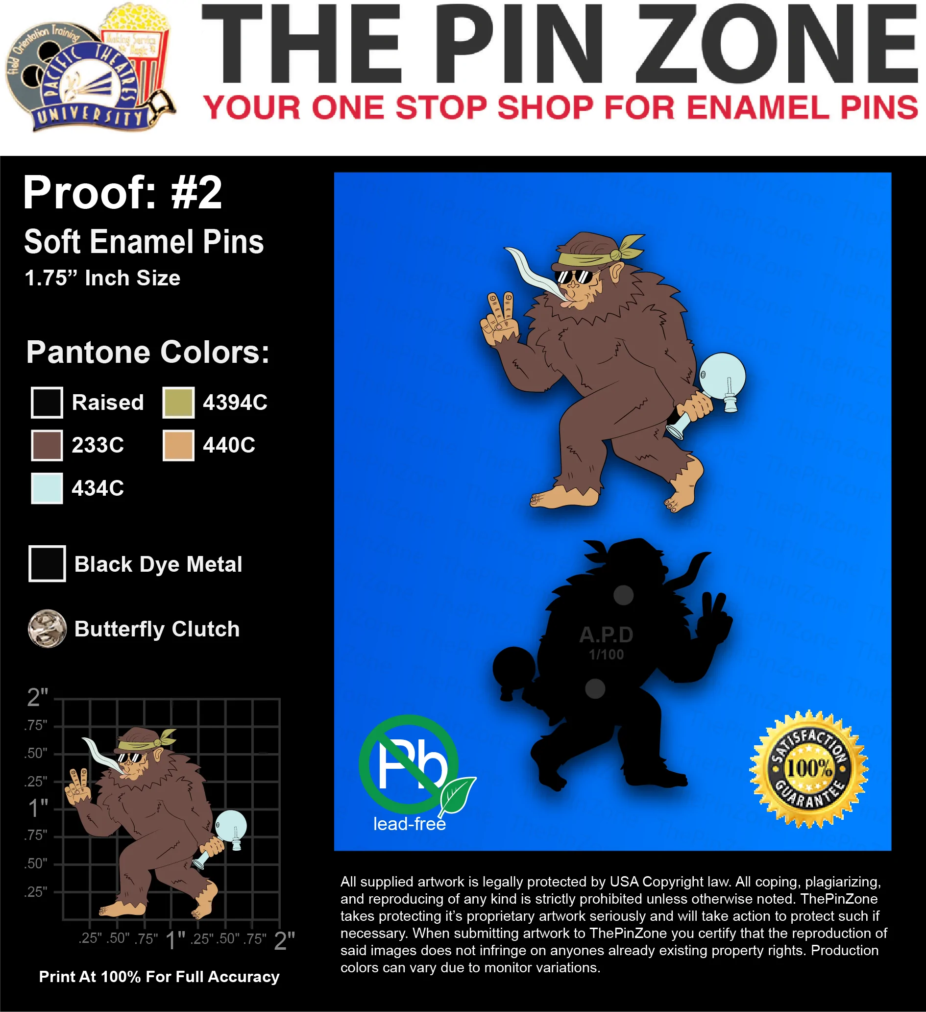 100 “ZAC R” LAPEL PINS: PROOF #1