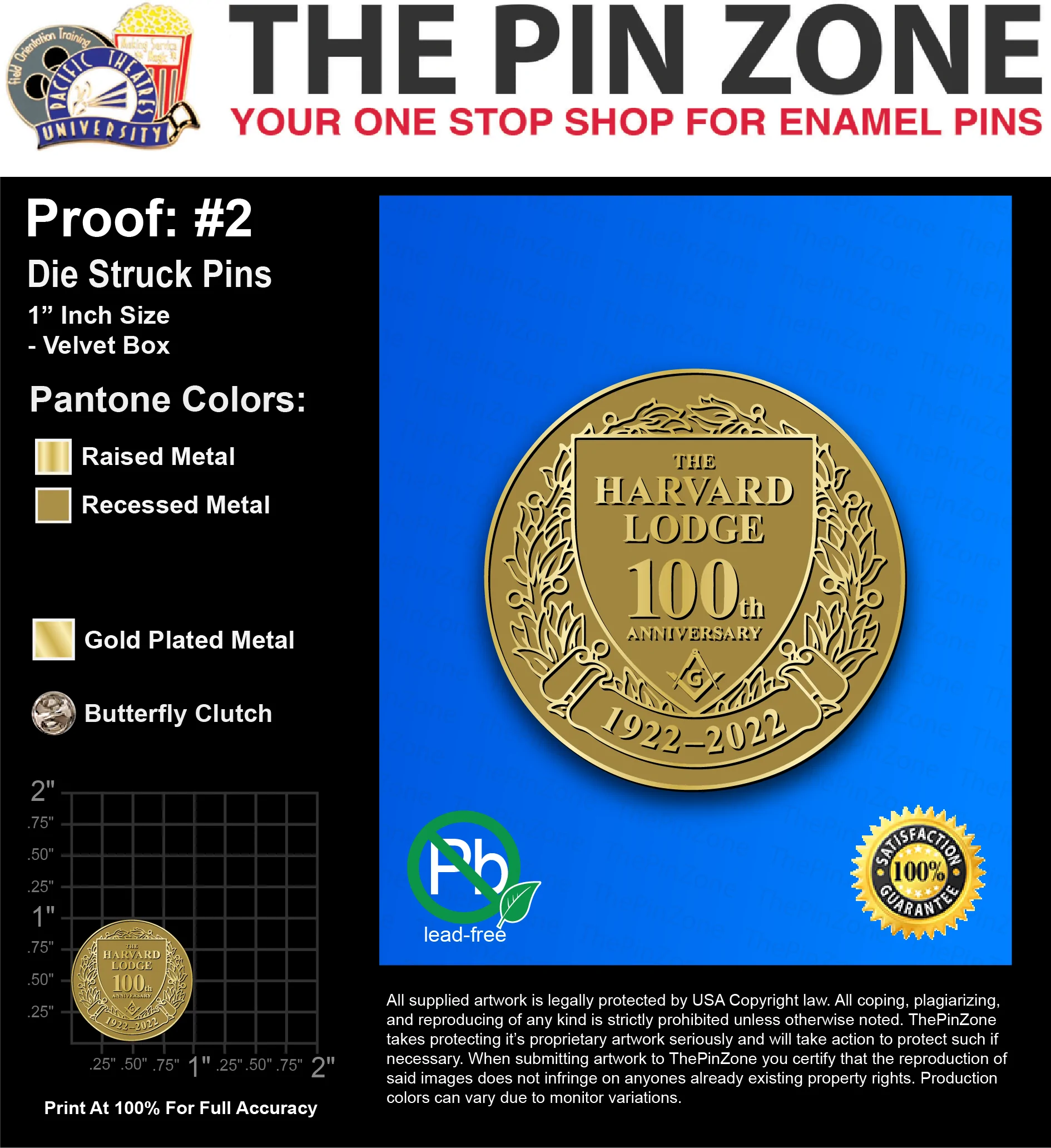 125 “CLARK P” LAPEL PINS: PROOF #2