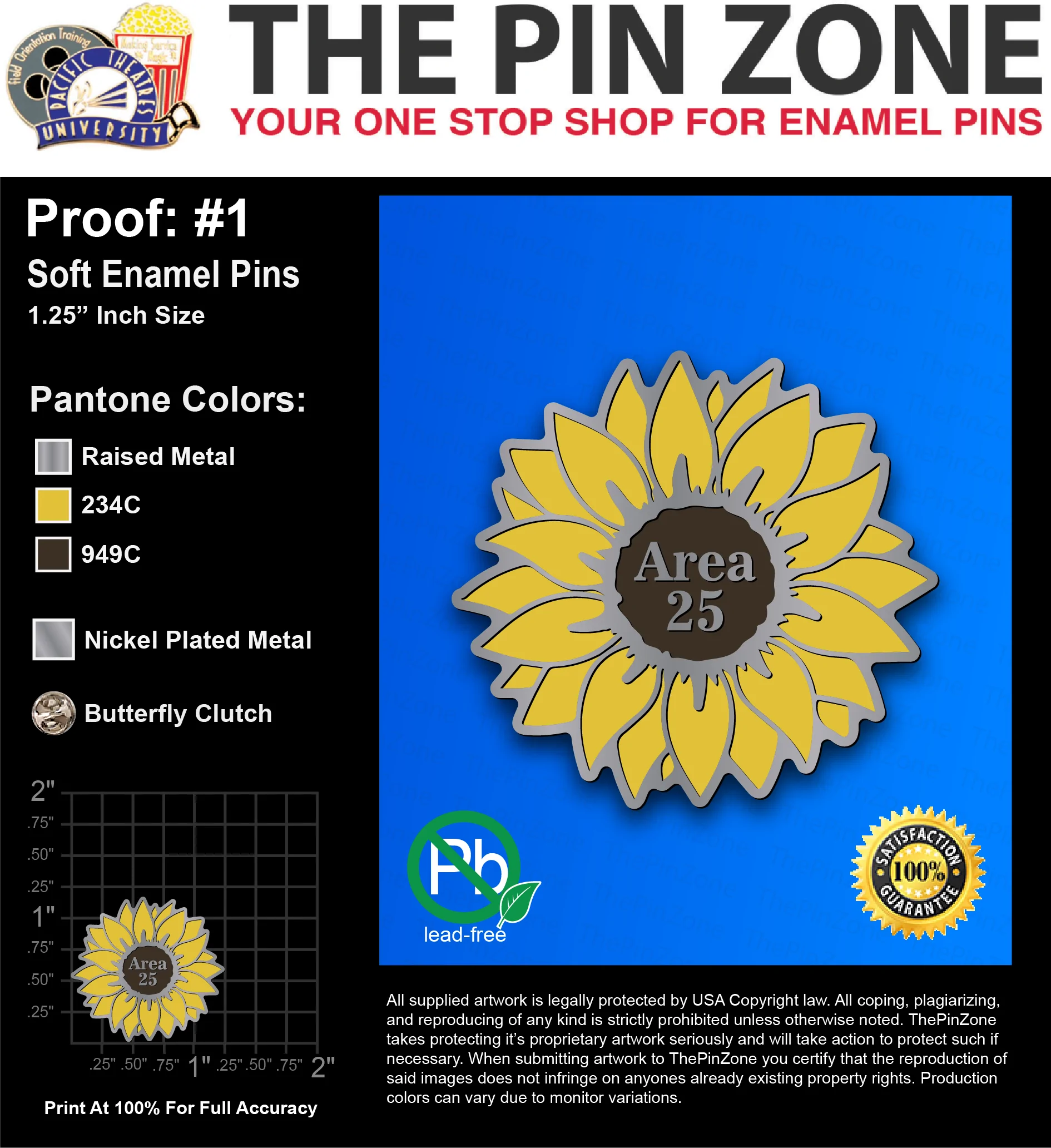 300 “JOY H” LAPEL PINS: PROOF #1