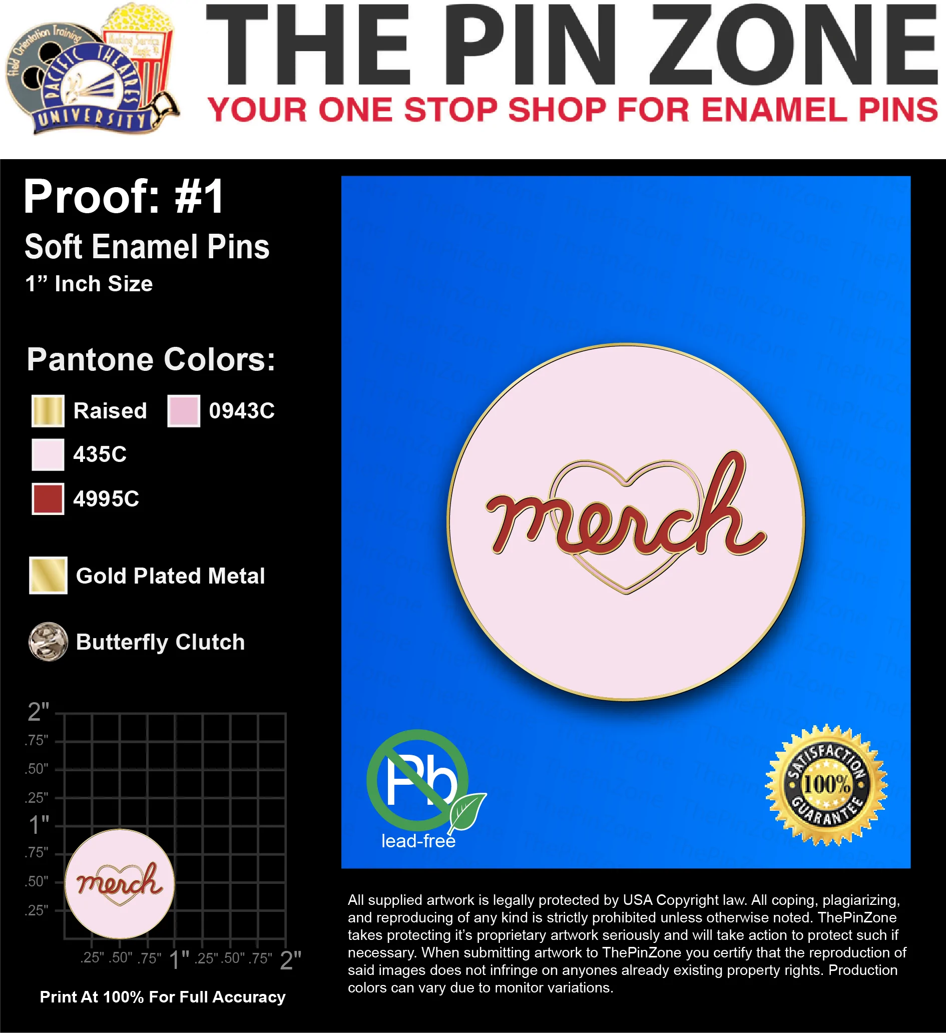 100 “MIKE G” LAPEL PINS: PROOF #1